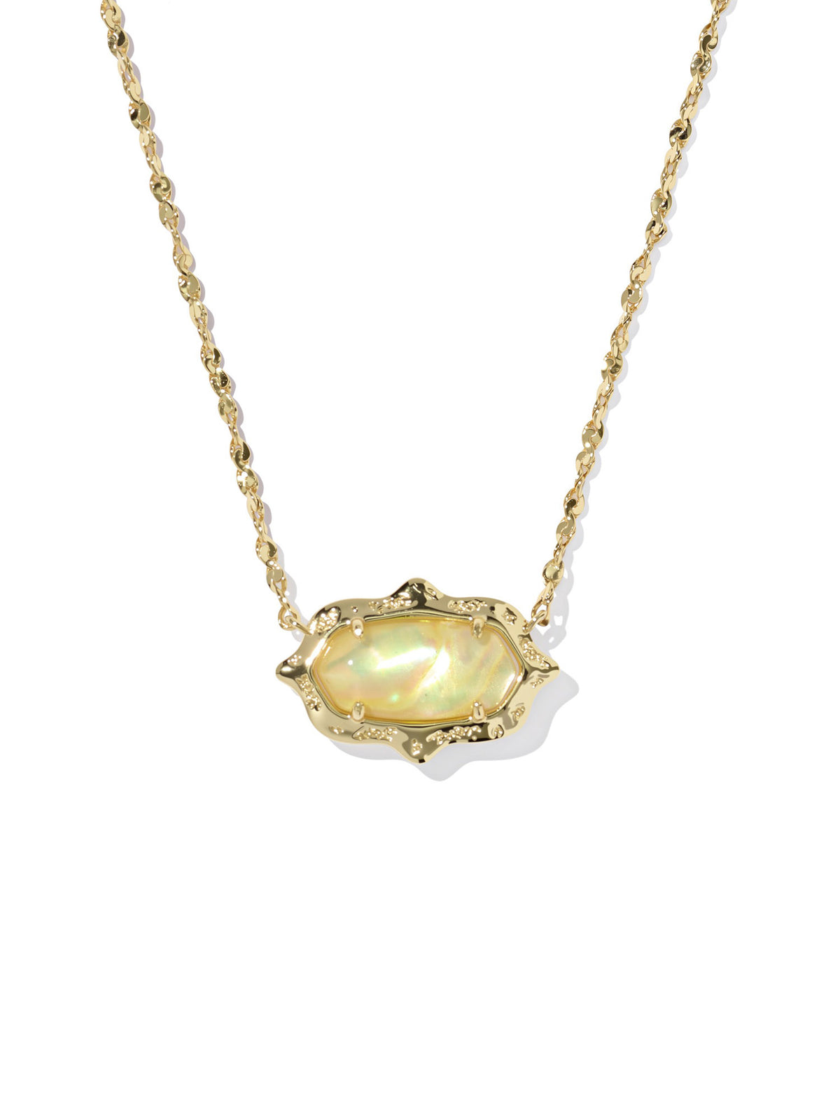 Kendra Scott Elisa Scallop Frame Gold Short Pendant Necklace in Yellow Iridescent Abalone