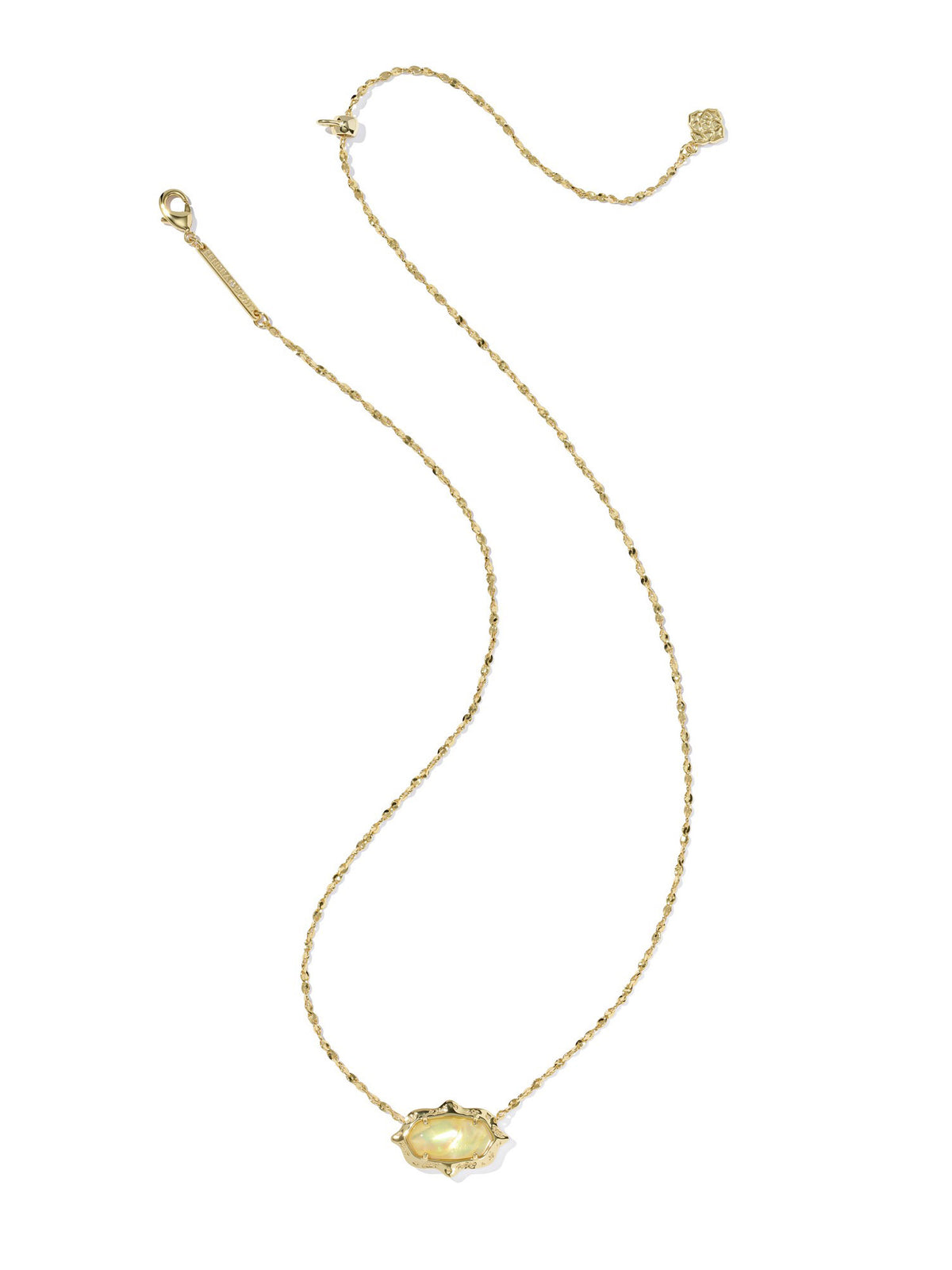 Kendra Scott Elisa Scallop Frame Gold Short Pendant Necklace in Yellow Iridescent Abalone