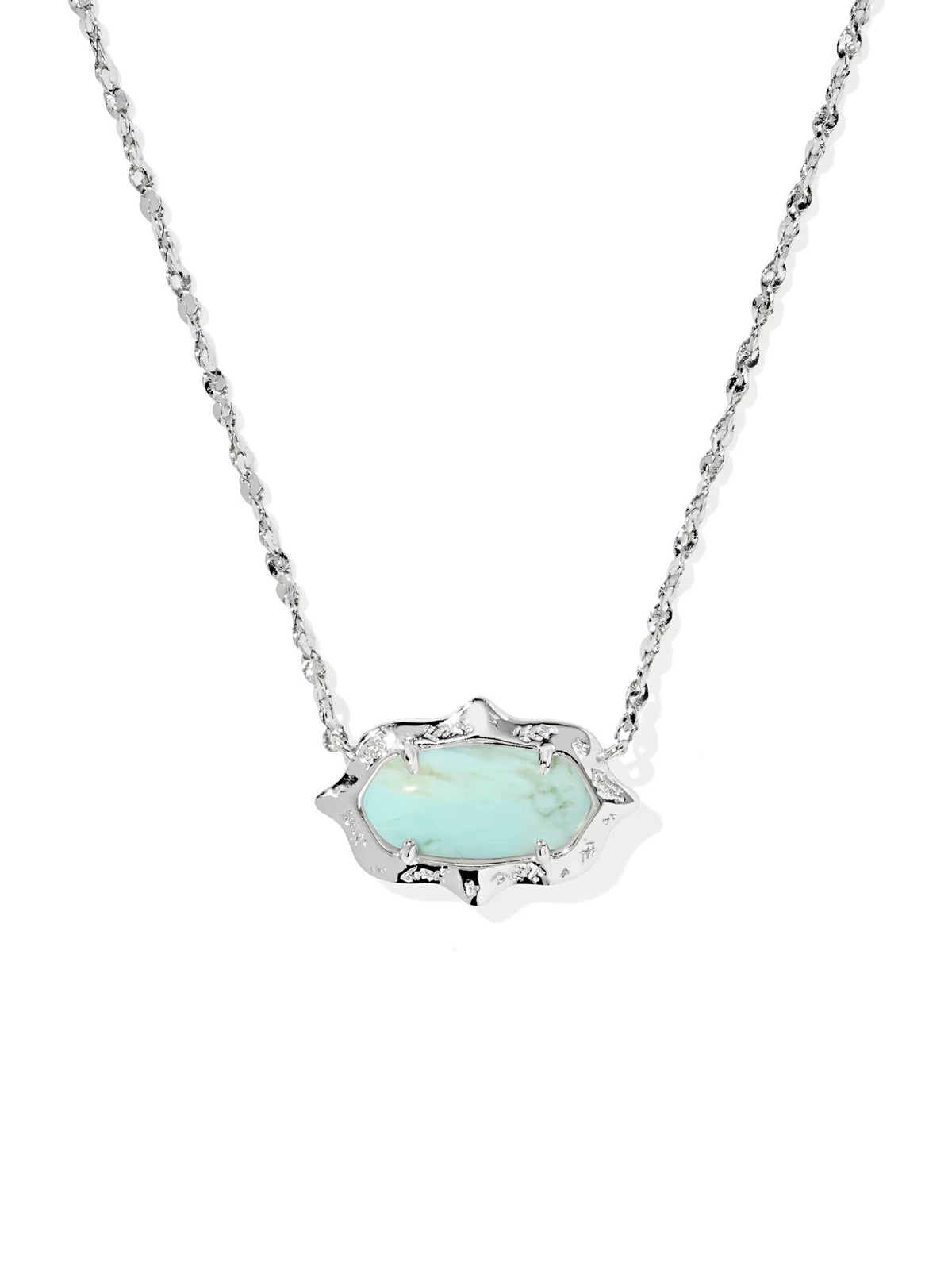 Kendra Scott Elisa Scallop Frame Silver Short Pendant Necklace in Sea Green Chrysocolla