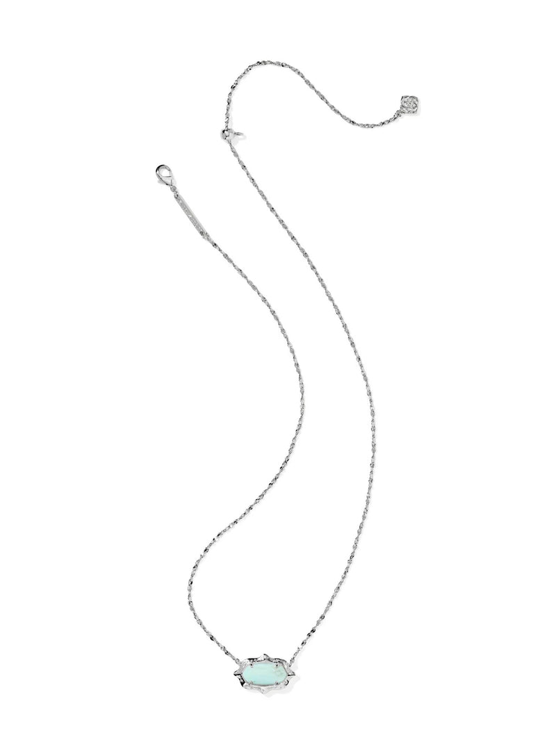 Kendra Scott Elisa Scallop Frame Silver Short Pendant Necklace in Sea Green Chrysocolla