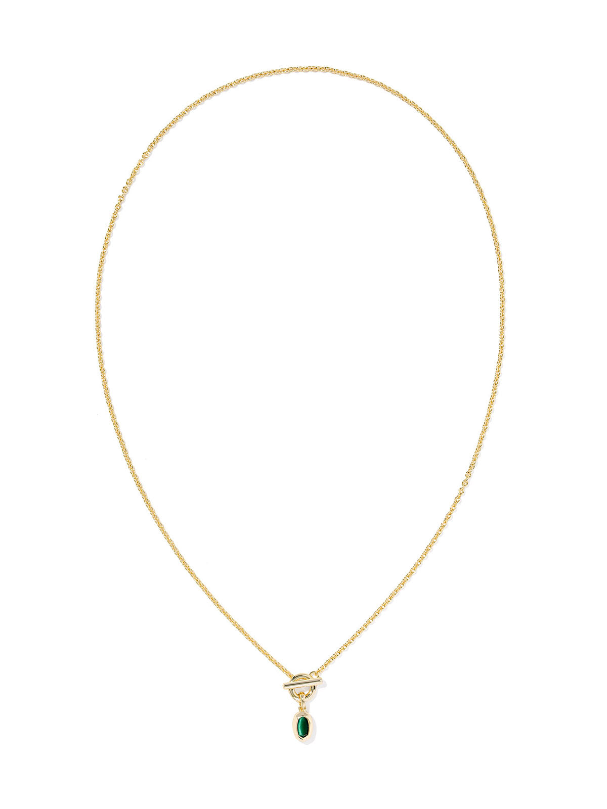 Kendra Scott Mini Elisa Toggle Gold Short Pendant Necklace in Green Tiger's Eye