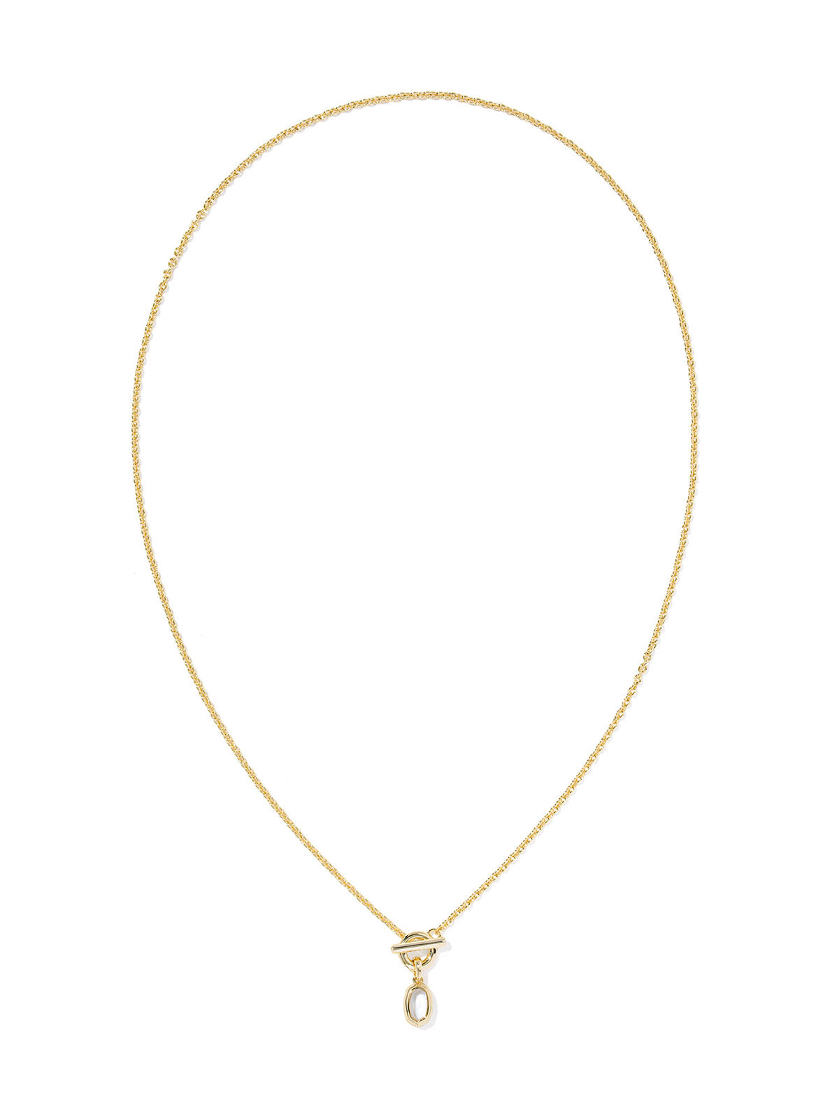 Kendra Scott Mini Elisa Toggle Gold Short Pendant Necklace in Ivory Mother-of-Pearl
