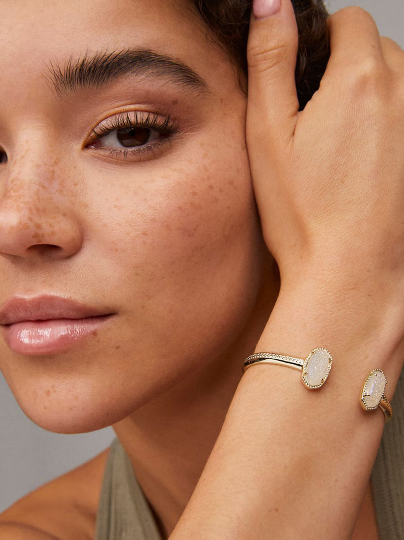 Kendra Scott Elton Gold Cuff Bracelet in Iridescent Drusy