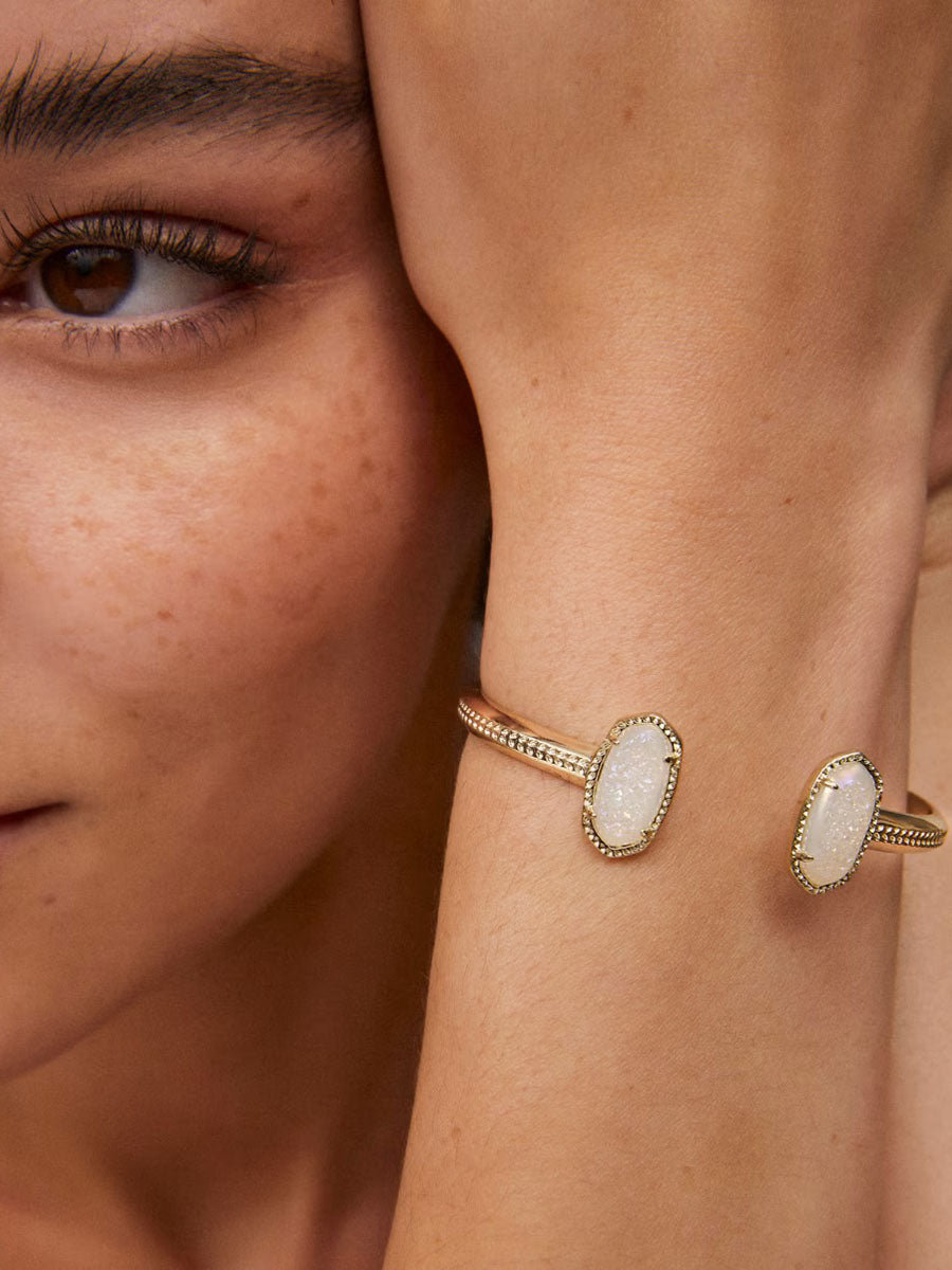 Kendra Scott Elton Gold Cuff Bracelet in Iridescent Drusy