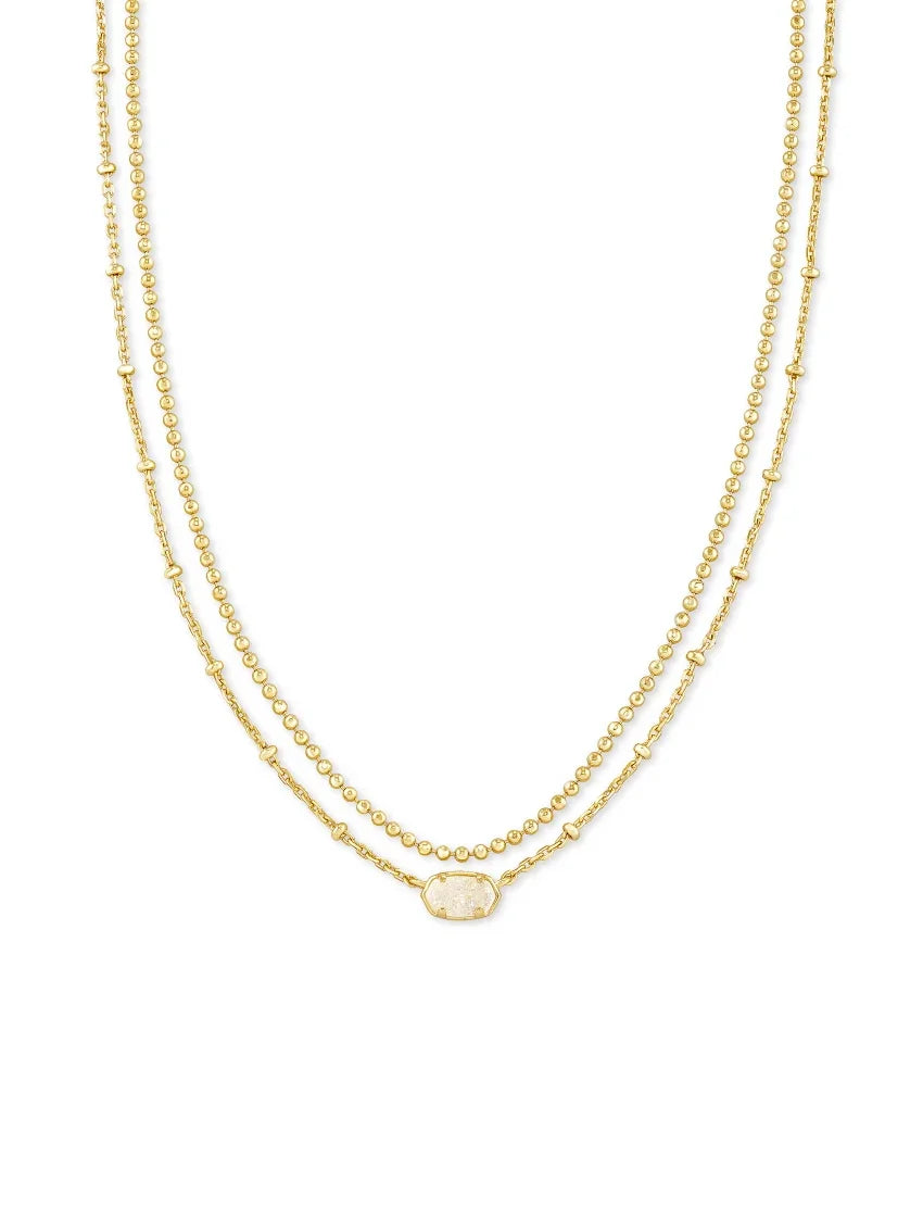 Kendra Scott Emilie Gold Multi Strand Necklace in Iridescent Drusy