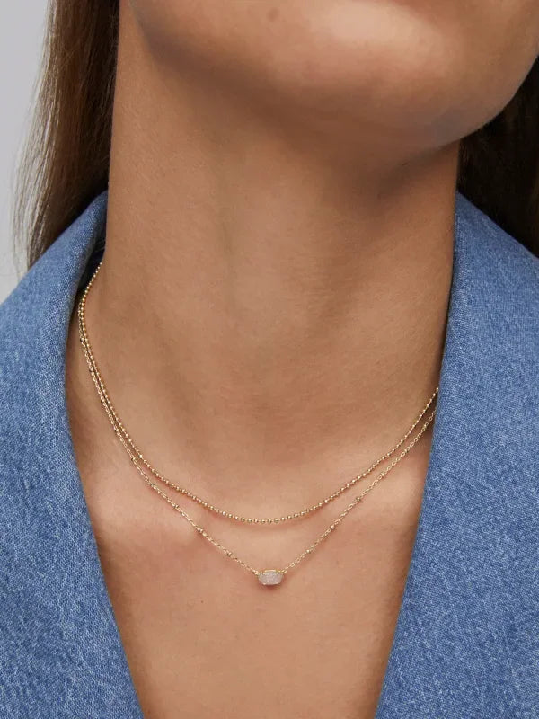 Kendra Scott Emilie Gold Multi Strand Necklace in Iridescent Drusy