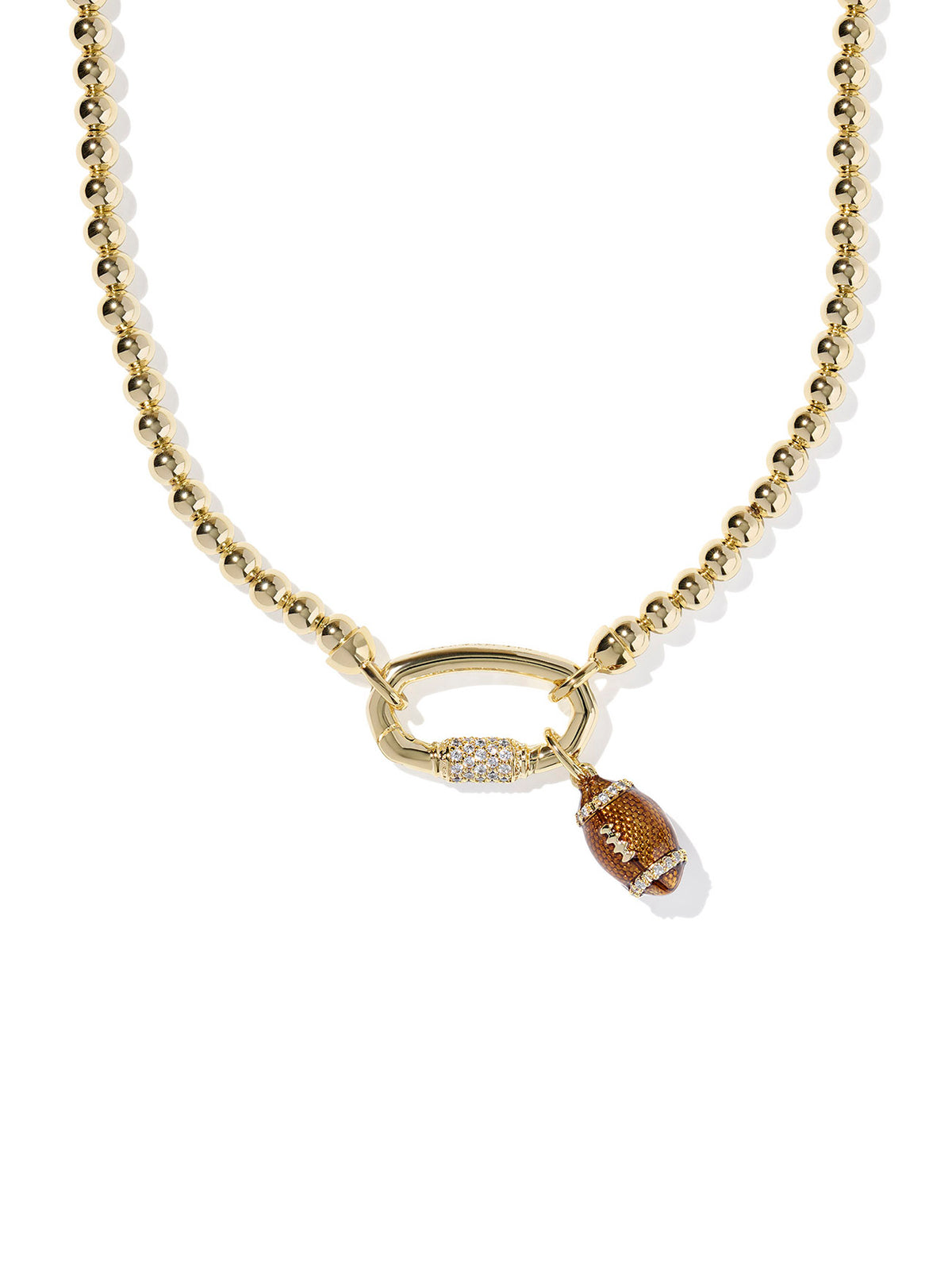 Kendra Scott Football Gold Metal Strand Necklace White CZ Football Charm