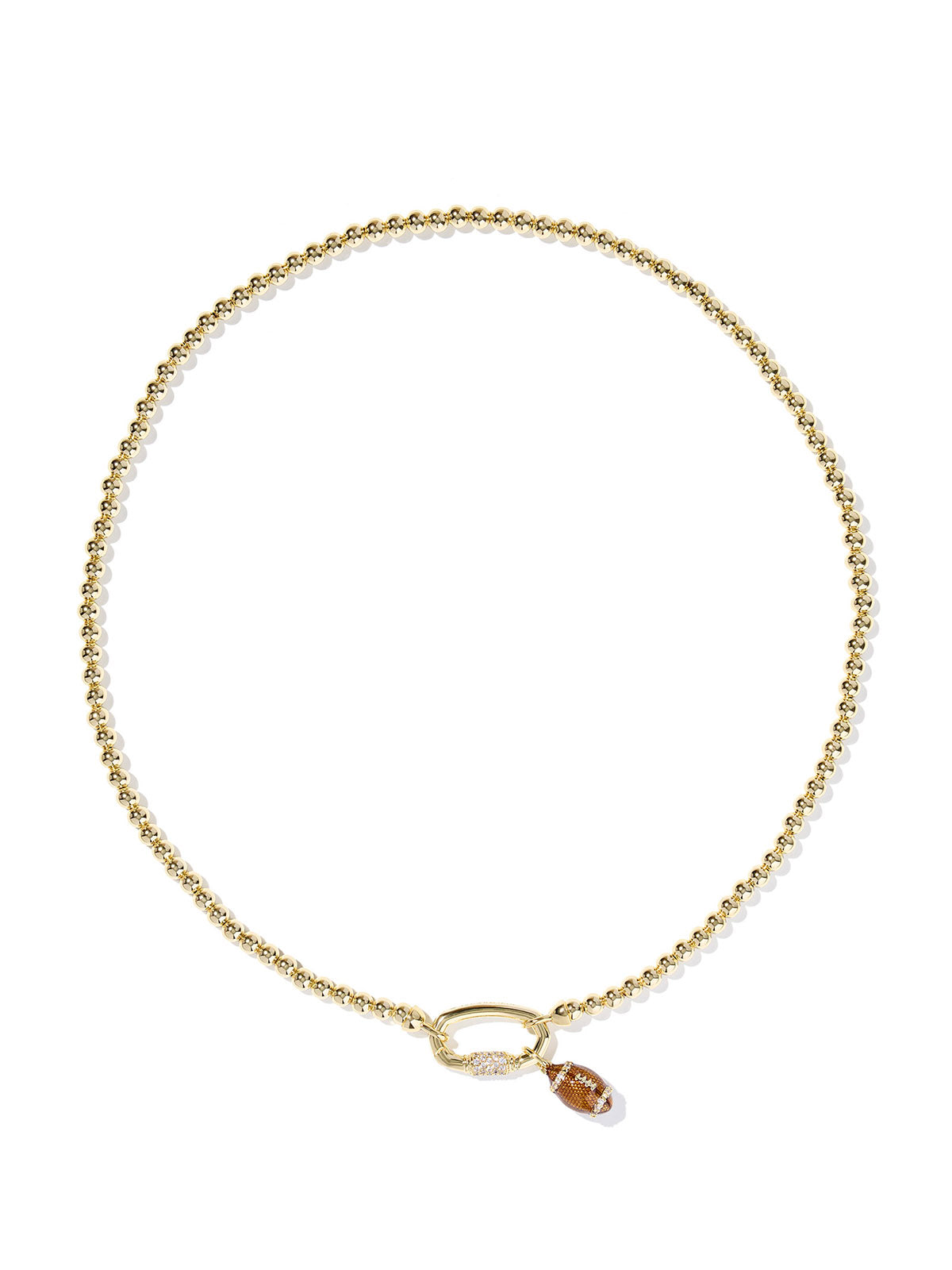 Kendra Scott Football Gold Metal Strand Necklace White CZ Football Charm