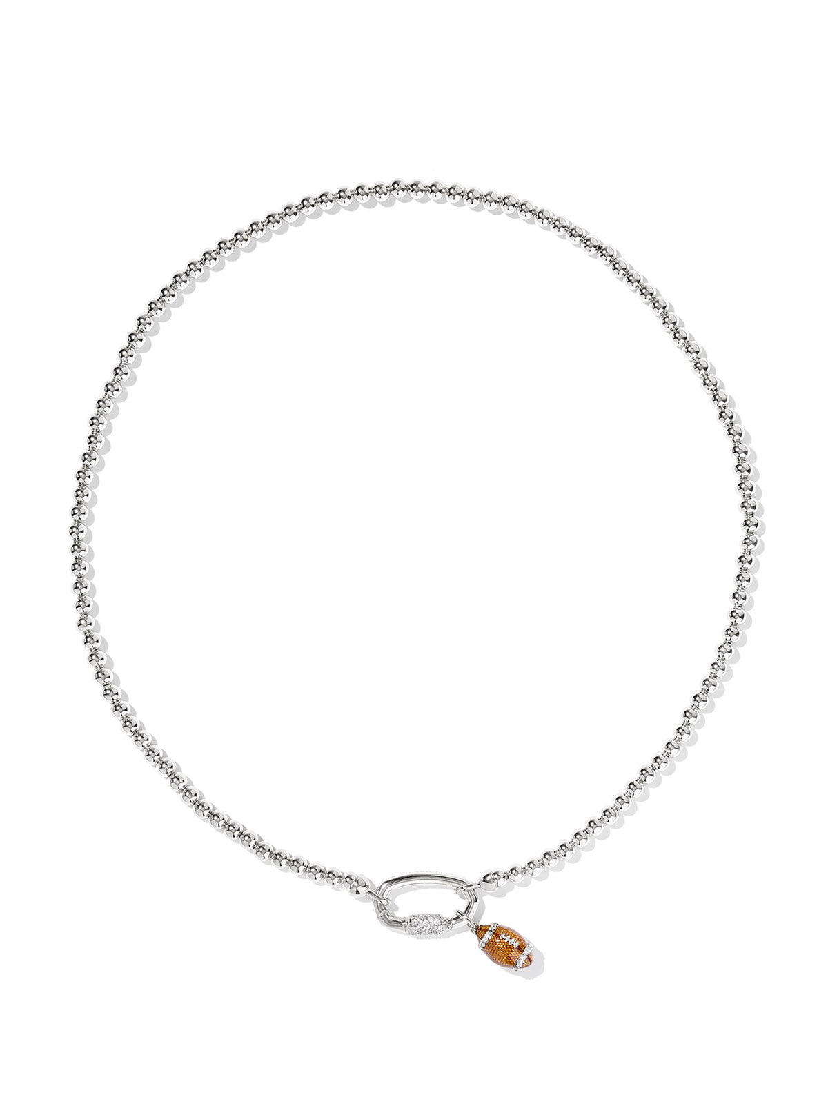 Kendra Scott Football Silver Metal Strand Necklace White CZ Football Charm