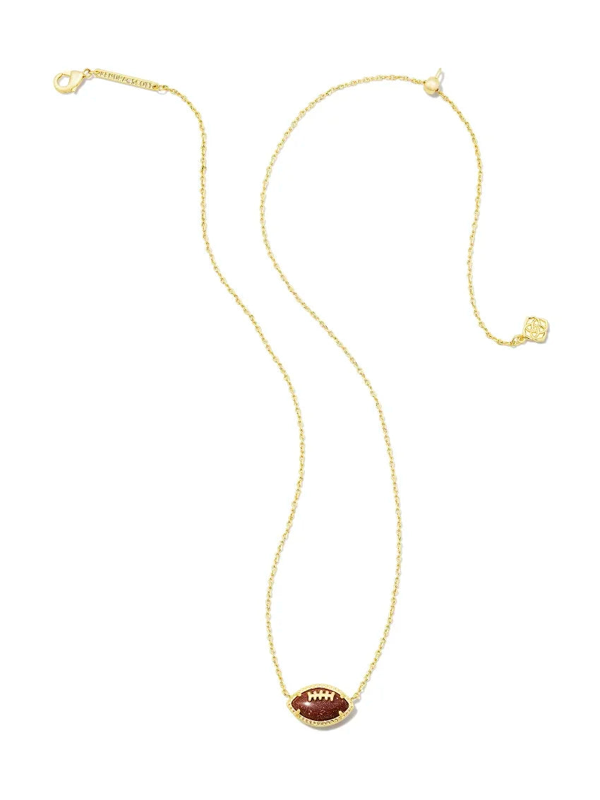 Kendra Scott Football Gold Short Pendant Necklace in Orange Goldstone