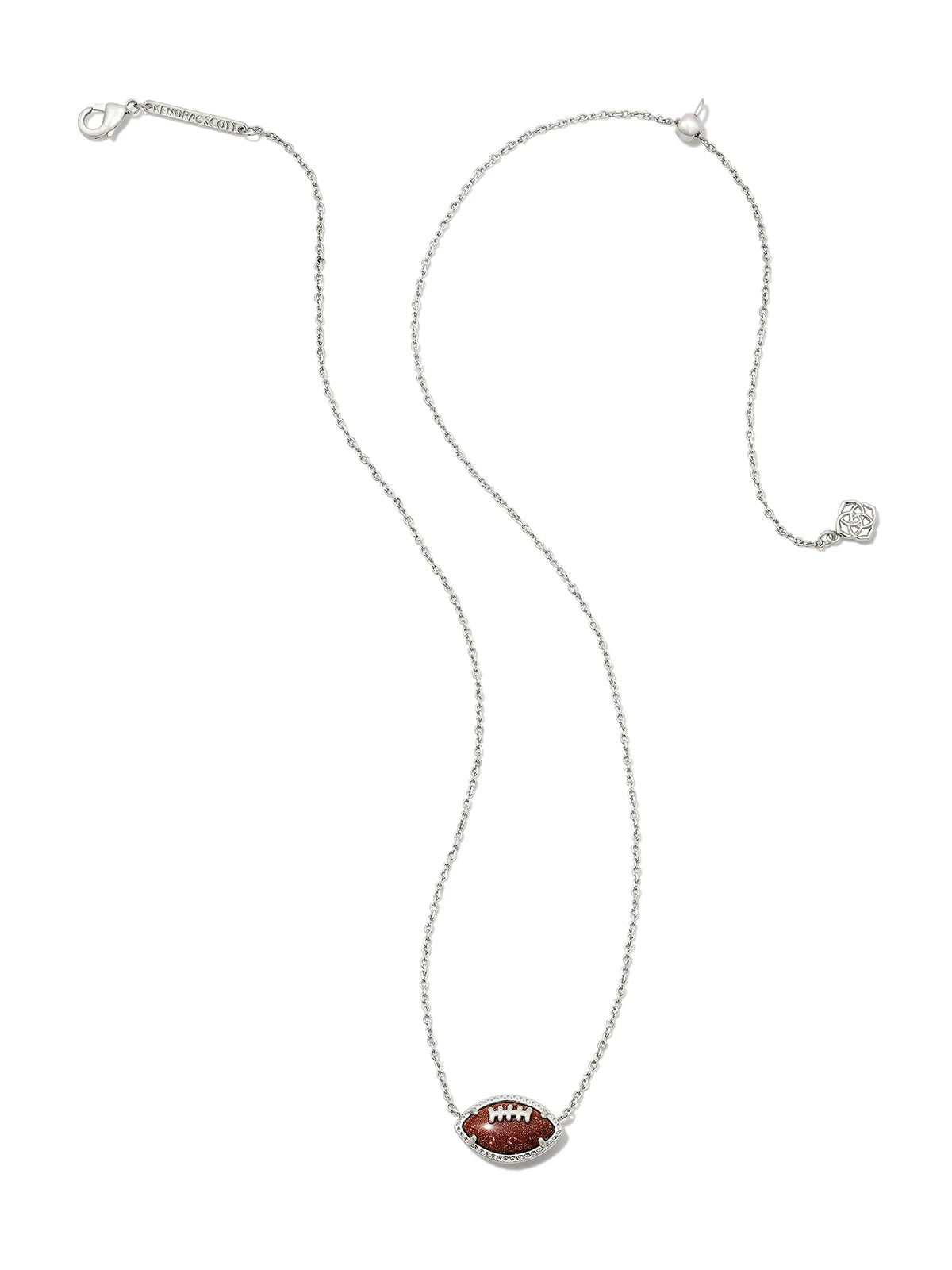 Kendra Scott Football Silver Short Pendant Necklace in Orange Goldstone