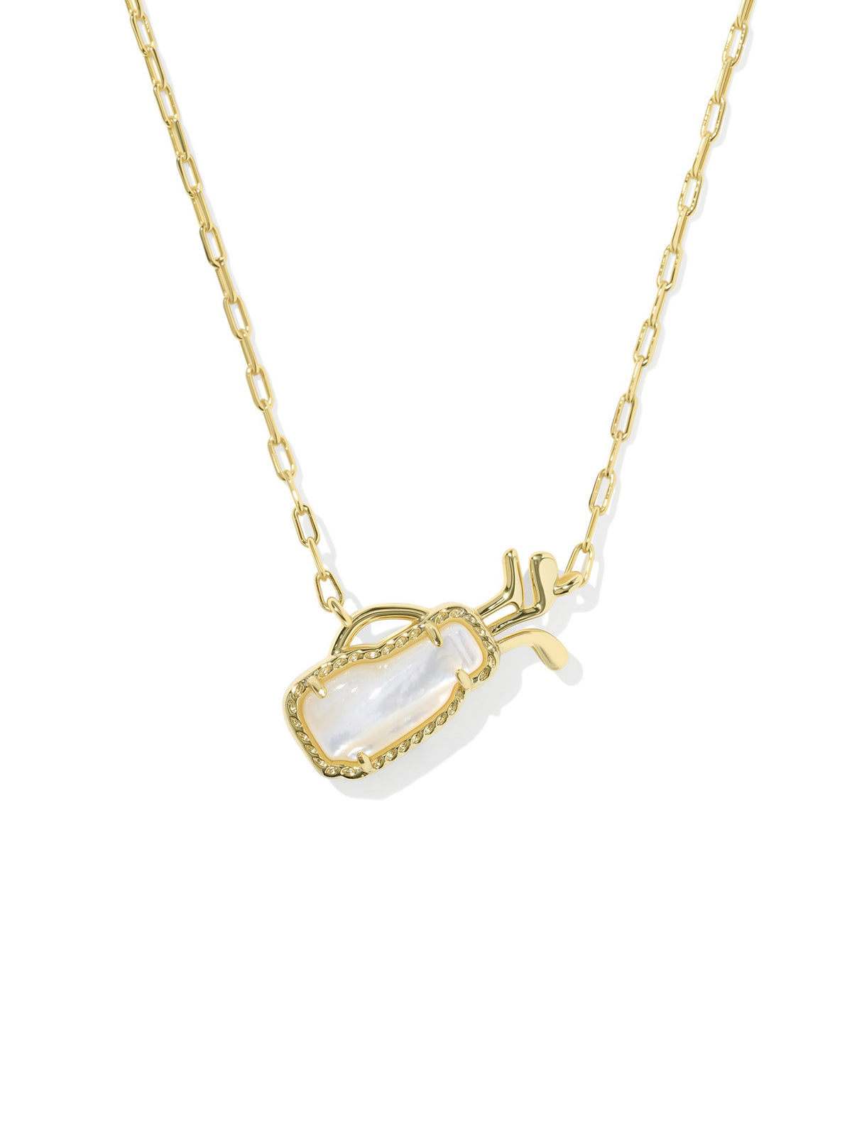 Kendra Scott Golf Gold Short Pendant Necklace in Ivory Mother-of-Pearl