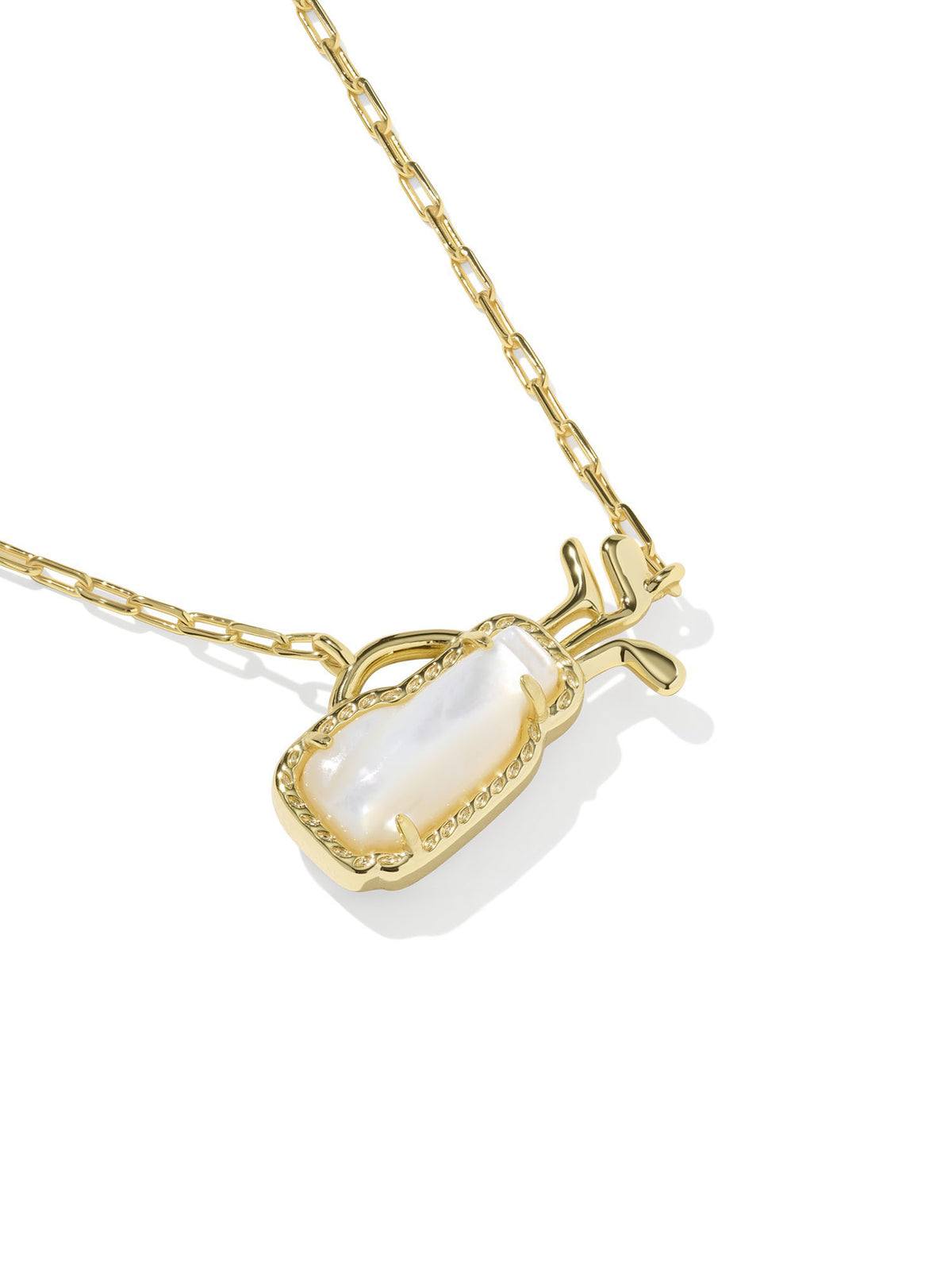 Kendra Scott Golf Gold Short Pendant Necklace in Ivory Mother-of-Pearl