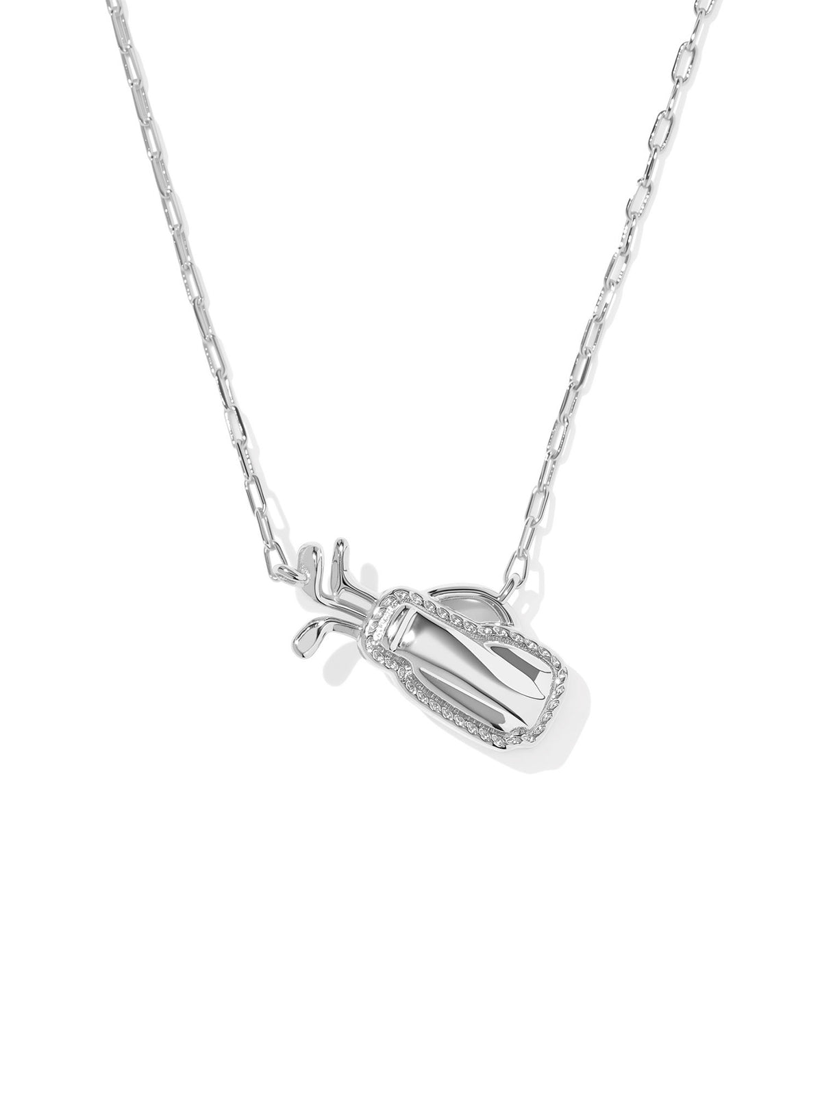 Kendra Scott Golf Silver Short Pendant Necklace in Ivory Mother-of-Pearl