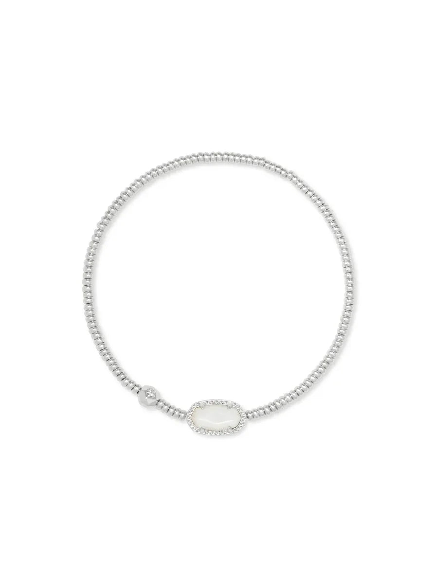 Kendra Scott Grayson Silver Stretch Bracelet in Ivory Mother-of-Pearl