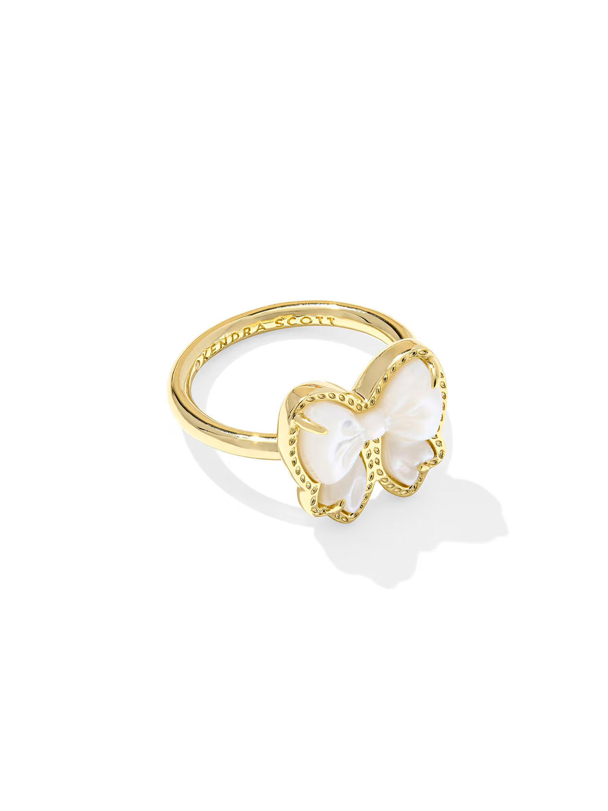 Kendra Scott Haley Bow Gold Band Ring in Ivory Mother-of-Pearl