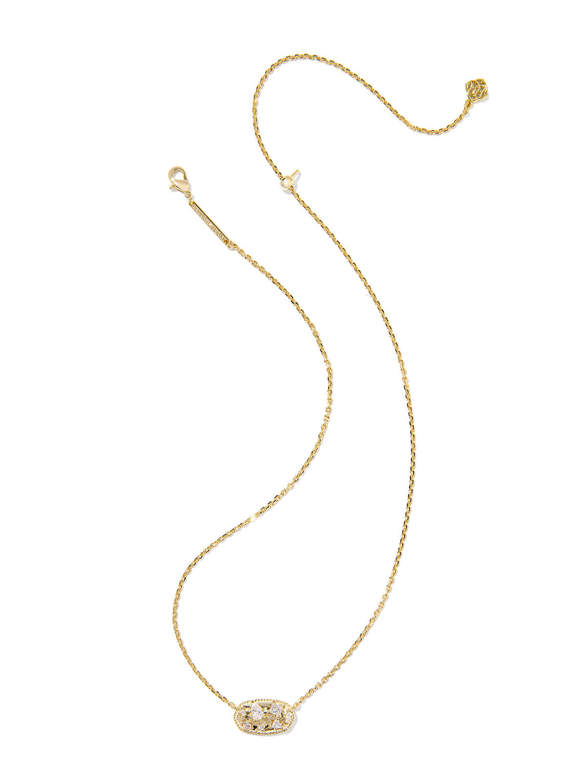 Kendra Scott Holland Crystal Short Pendant Necklace Gold White CZ