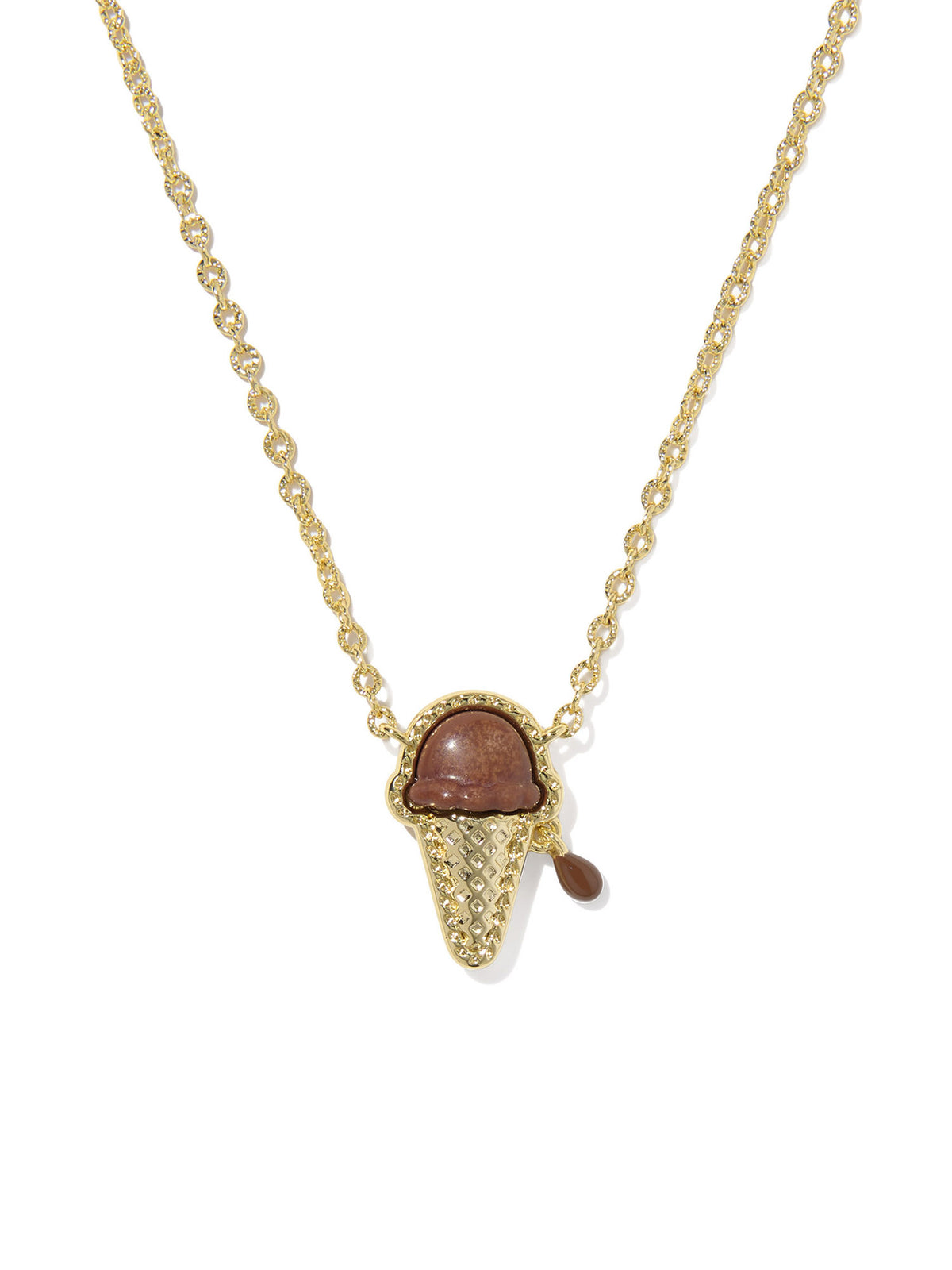 Kendra Scott Ice Cream Gold Short Pendant Necklace in Brown Magnesite