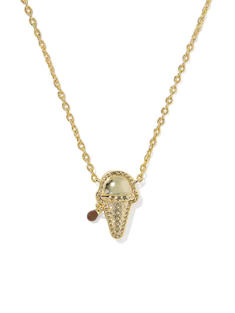 Kendra Scott Ice Cream Gold Short Pendant Necklace in Brown Magnesite
