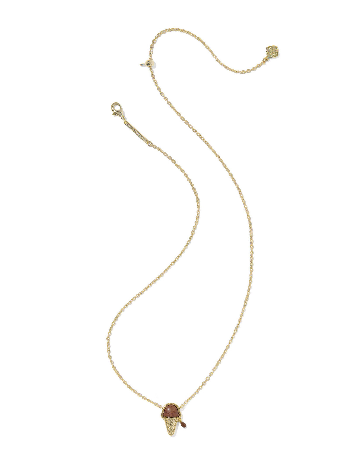 Kendra Scott Ice Cream Gold Short Pendant Necklace in Brown Magnesite