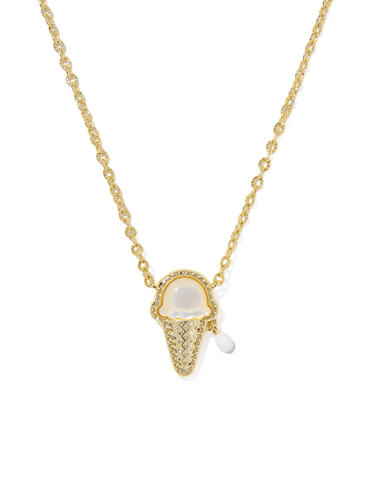 Kendra Scott Ice Cream Gold Short Pendant Necklace in Ivory Mother of Pearl