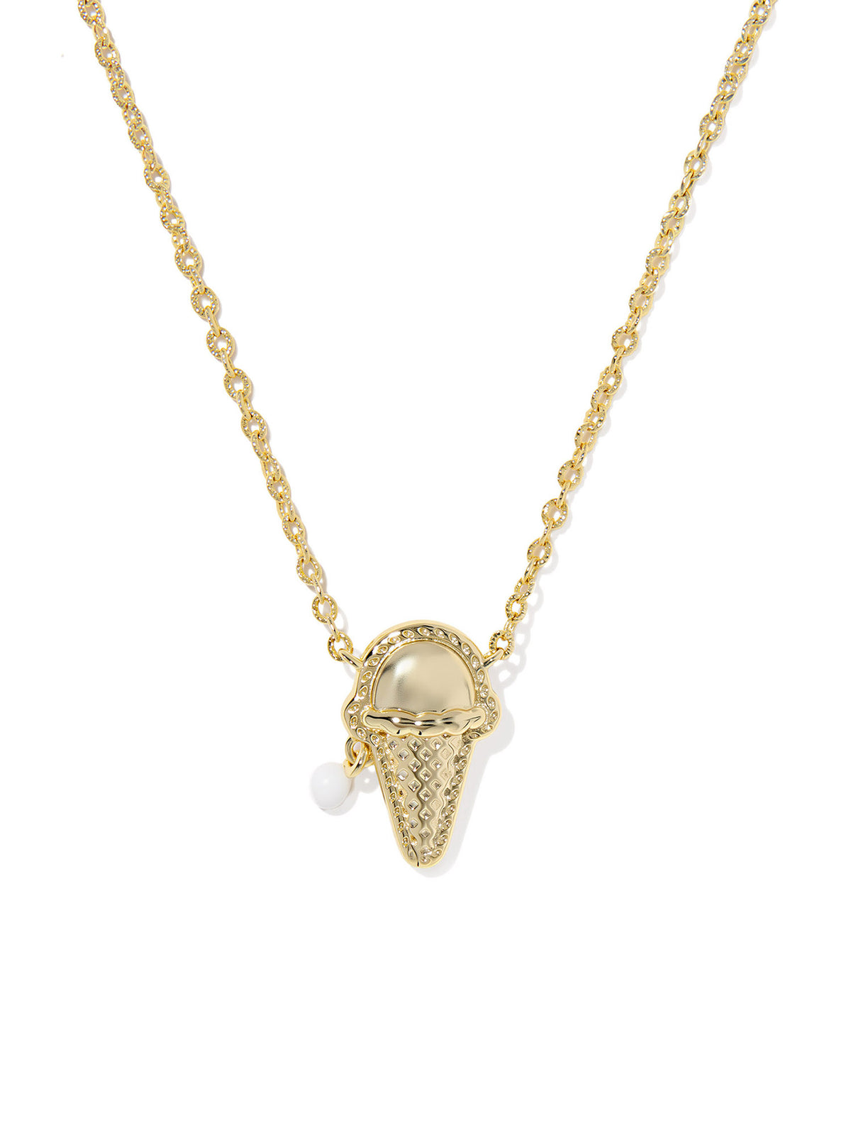 Kendra Scott Ice Cream Gold Short Pendant Necklace in Ivory Mother of Pearl