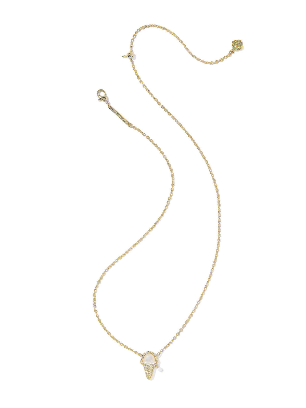 Kendra Scott Ice Cream Gold Short Pendant Necklace in Ivory Mother of Pearl