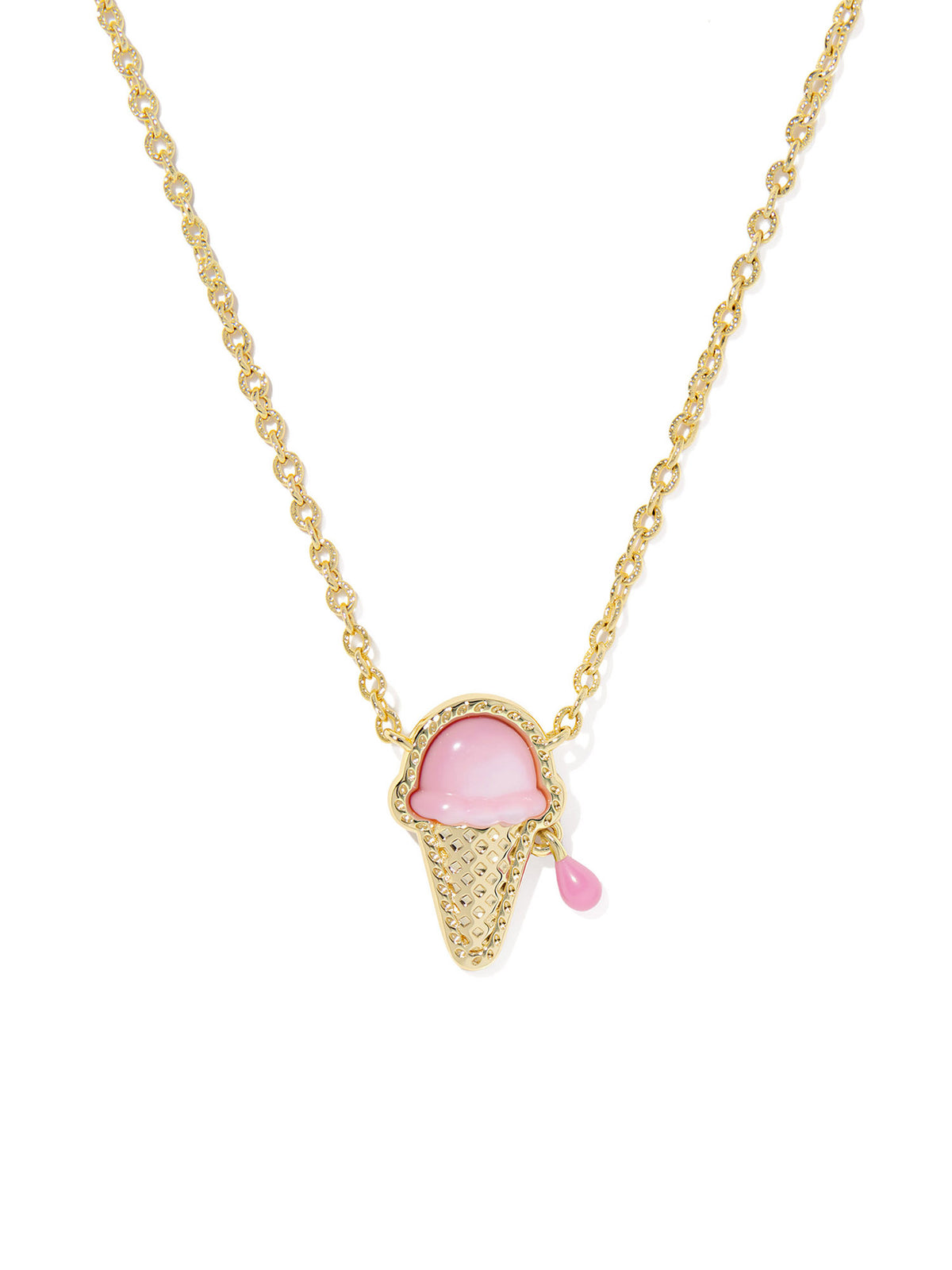 Kendra Scott Ice Cream Gold Short Pendant Necklace in Pastel Pink Mother of Pearl
