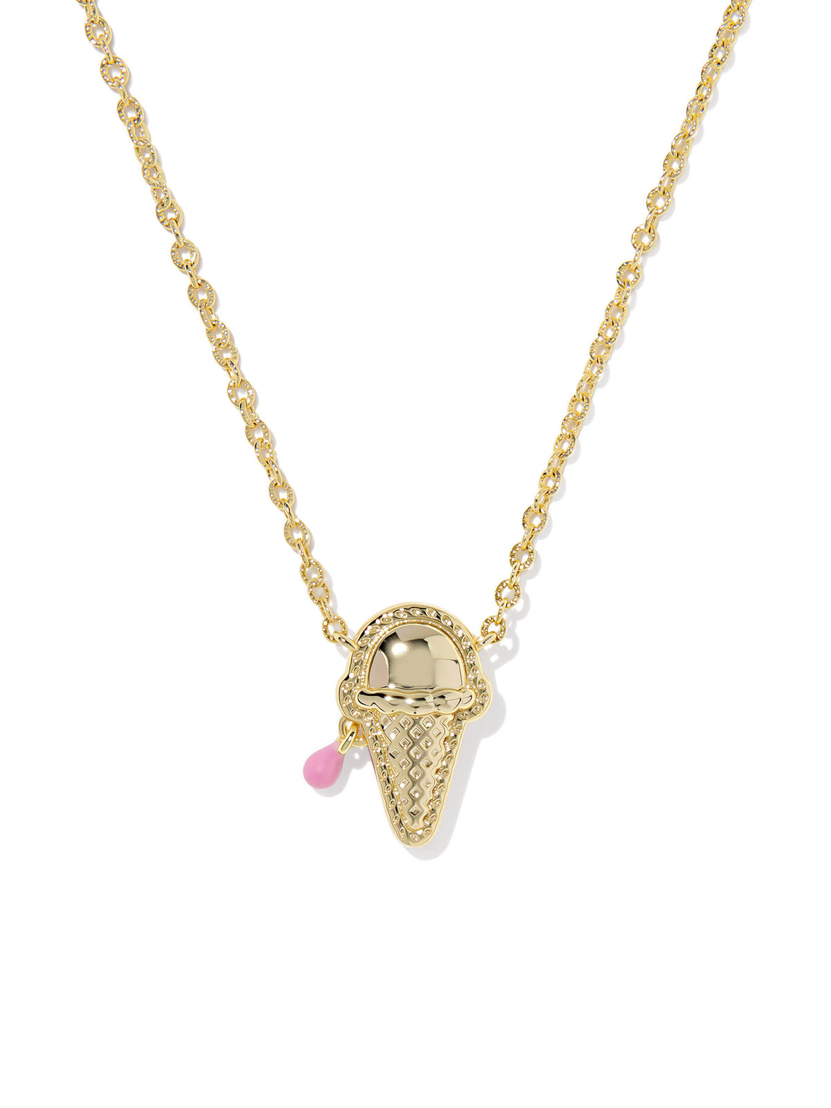 Kendra Scott Ice Cream Gold Short Pendant Necklace in Pastel Pink Mother of Pearl
