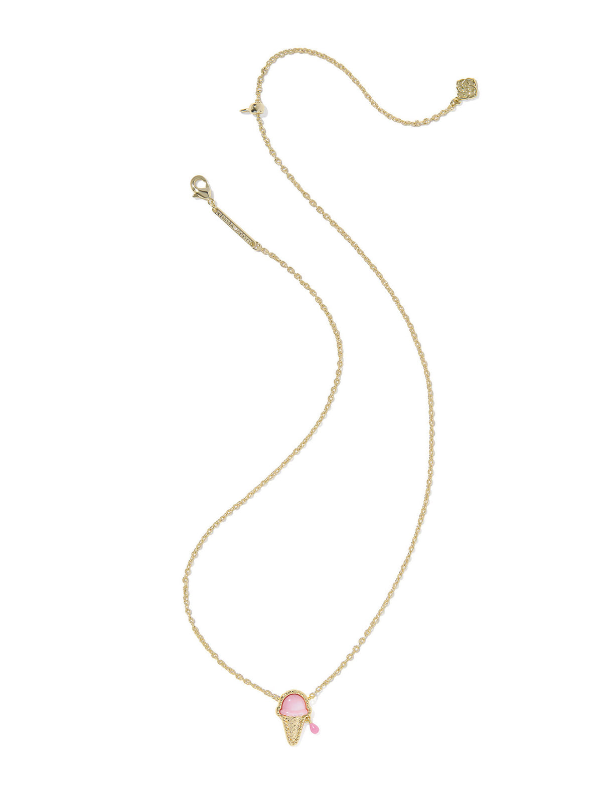 Kendra Scott Ice Cream Gold Short Pendant Necklace in Pastel Pink Mother of Pearl