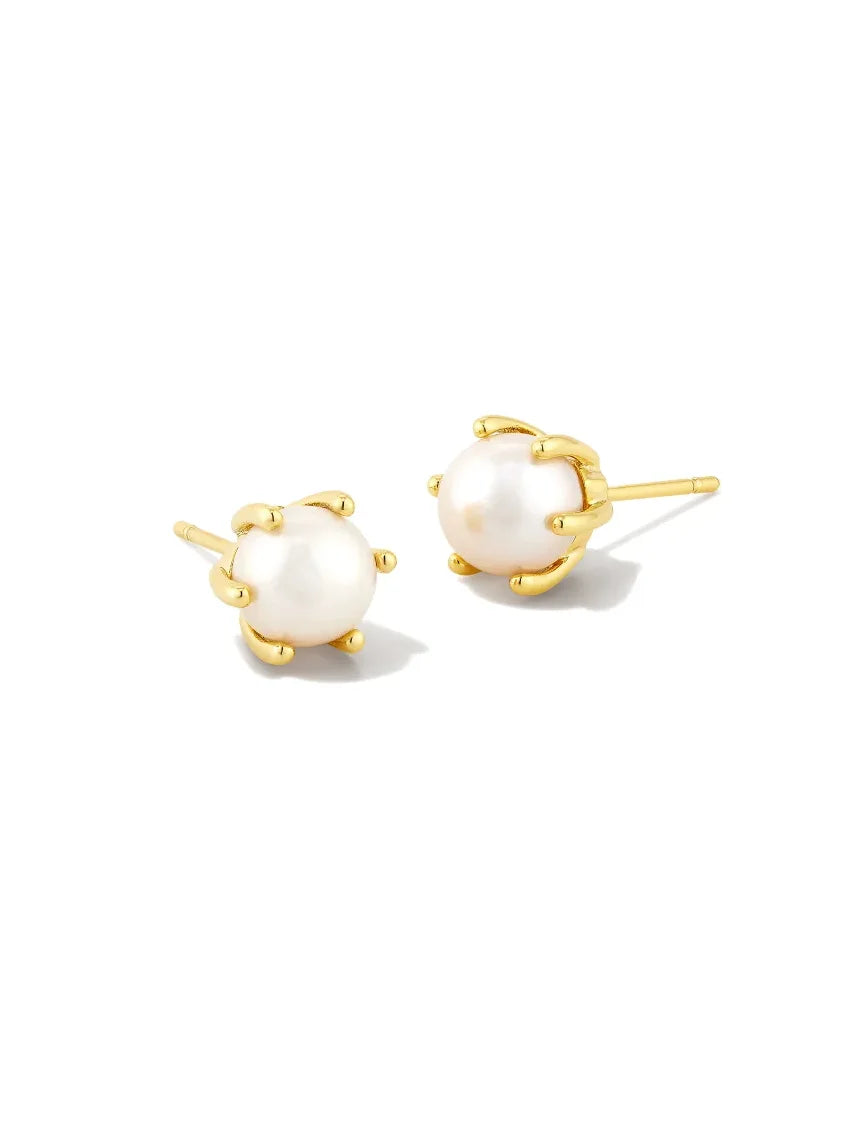 Kendra Scott Krista Bow & Ashton Stud Gift Set Krista Gold Bow Pendant Necklace & Ashton Gold Pearl Stud Earrings