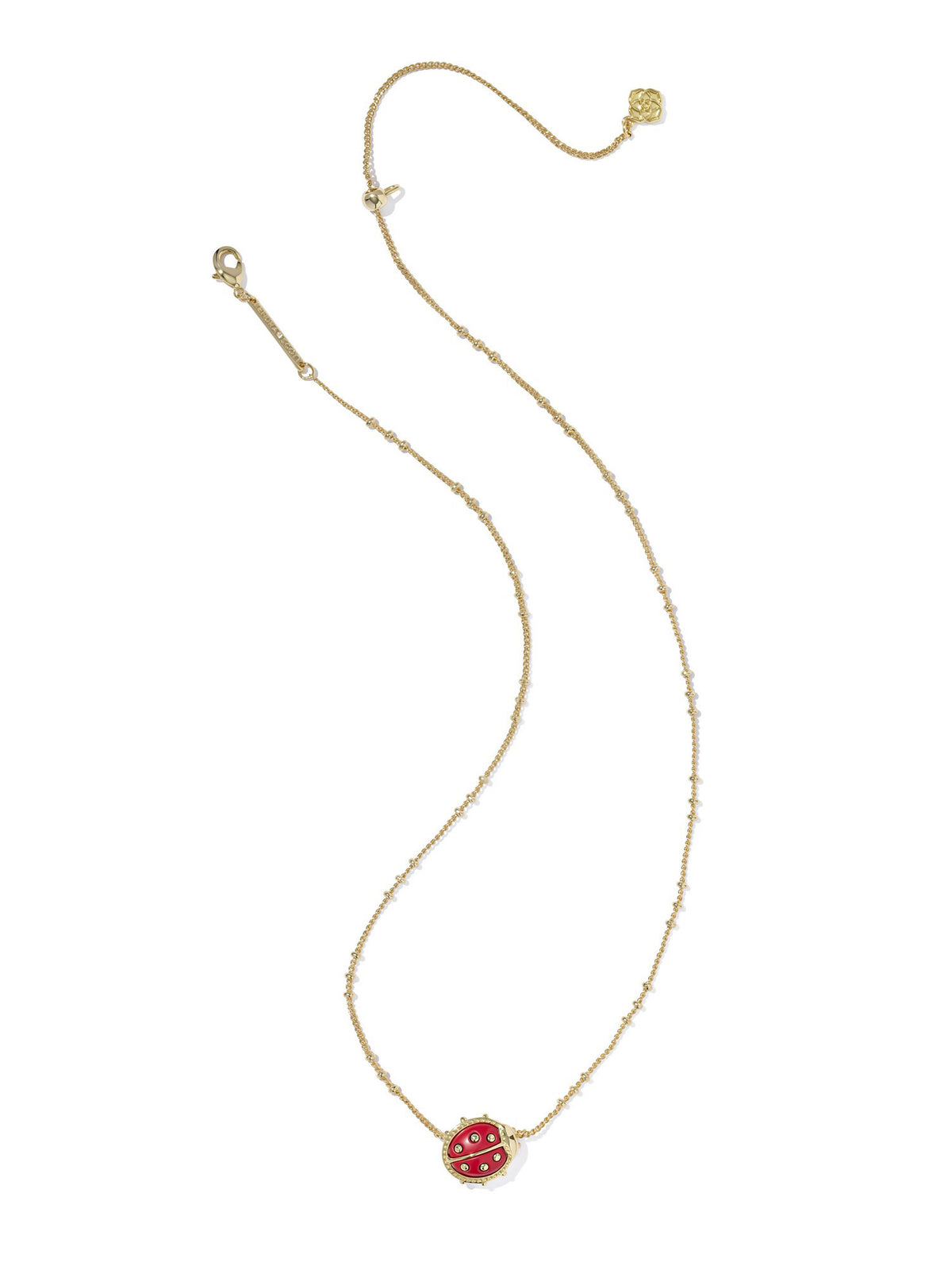 Kendra Scott Ladybug Gold Short Pendant Necklace Red Vermillion Magnesite