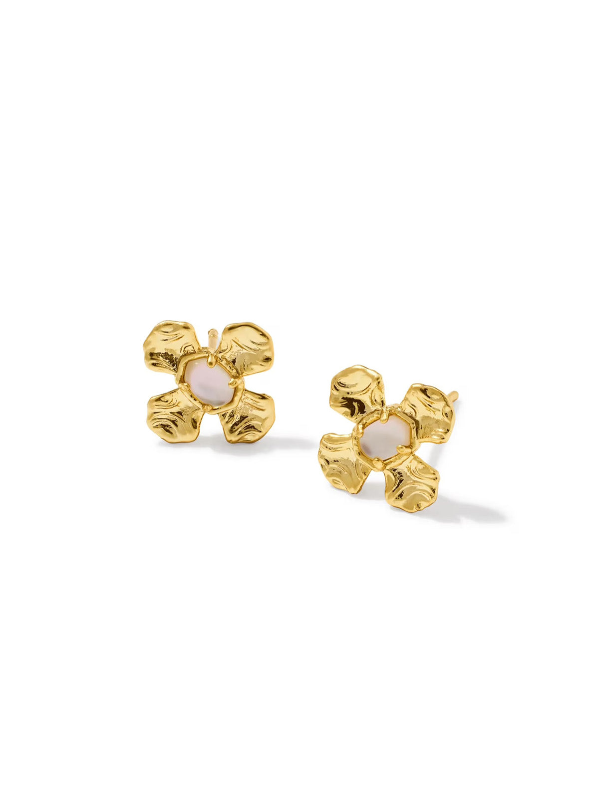 Kendra Scott Leanne Gold Stud Earrings in Natural Mother-of-Pearl