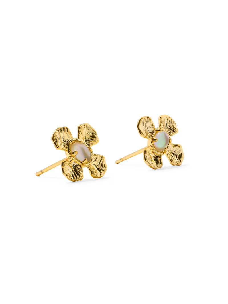 Kendra Scott Leanne Gold Stud Earrings in Natural Mother-of-Pearl
