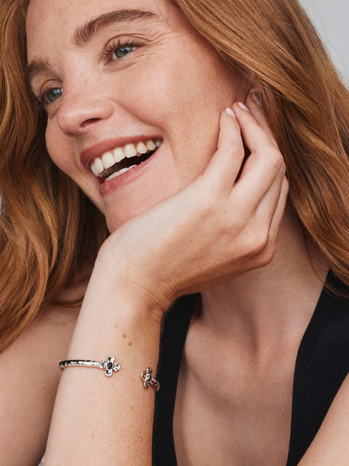 Kendra Scott Leanne Silver Cuff Bracelet in Black Granite