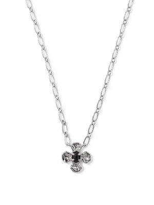 Kendra Scott Leanne Silver Short Pendant Necklace in Black Granite