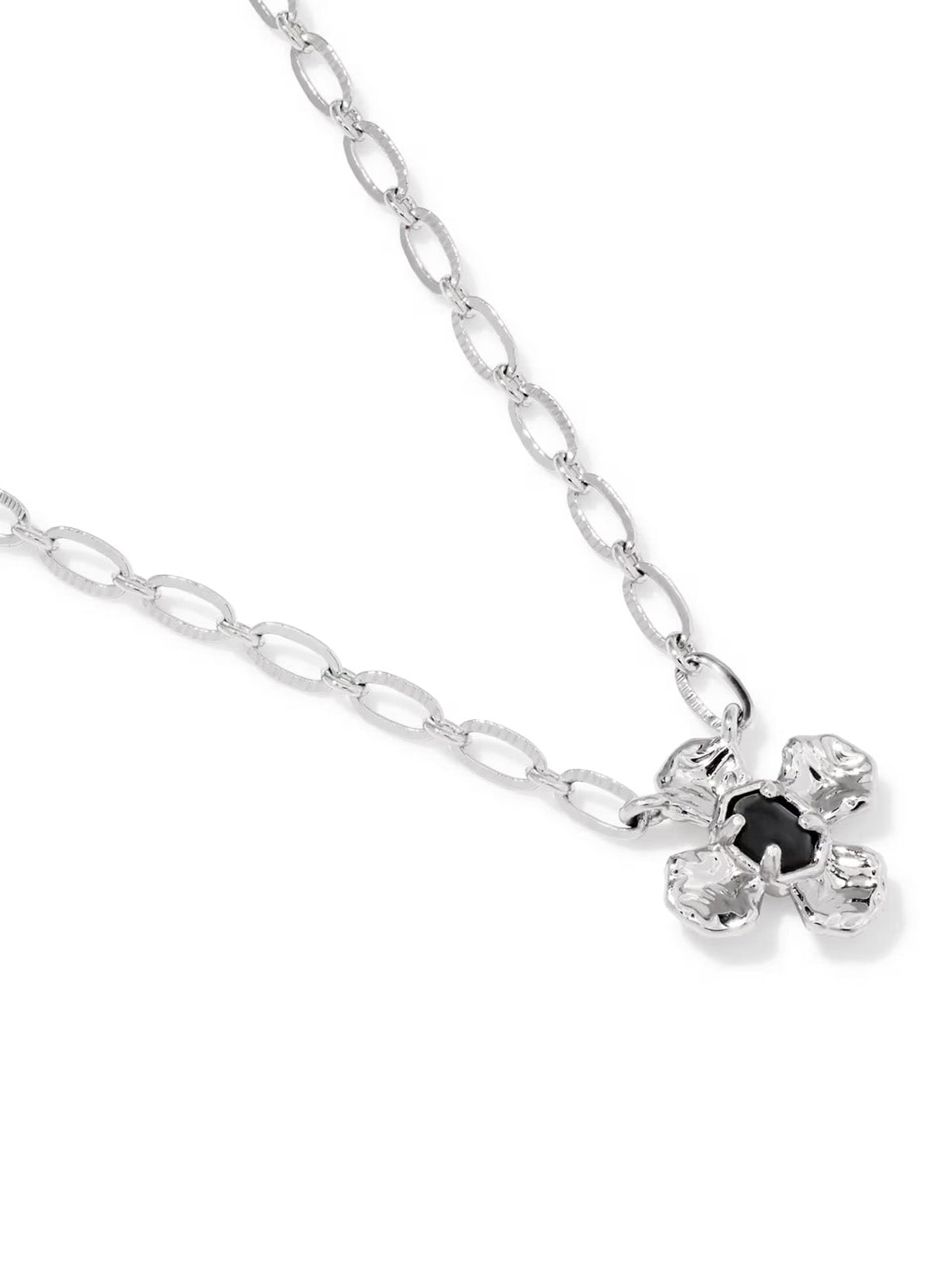 Kendra Scott Leanne Silver Short Pendant Necklace in Black Granite