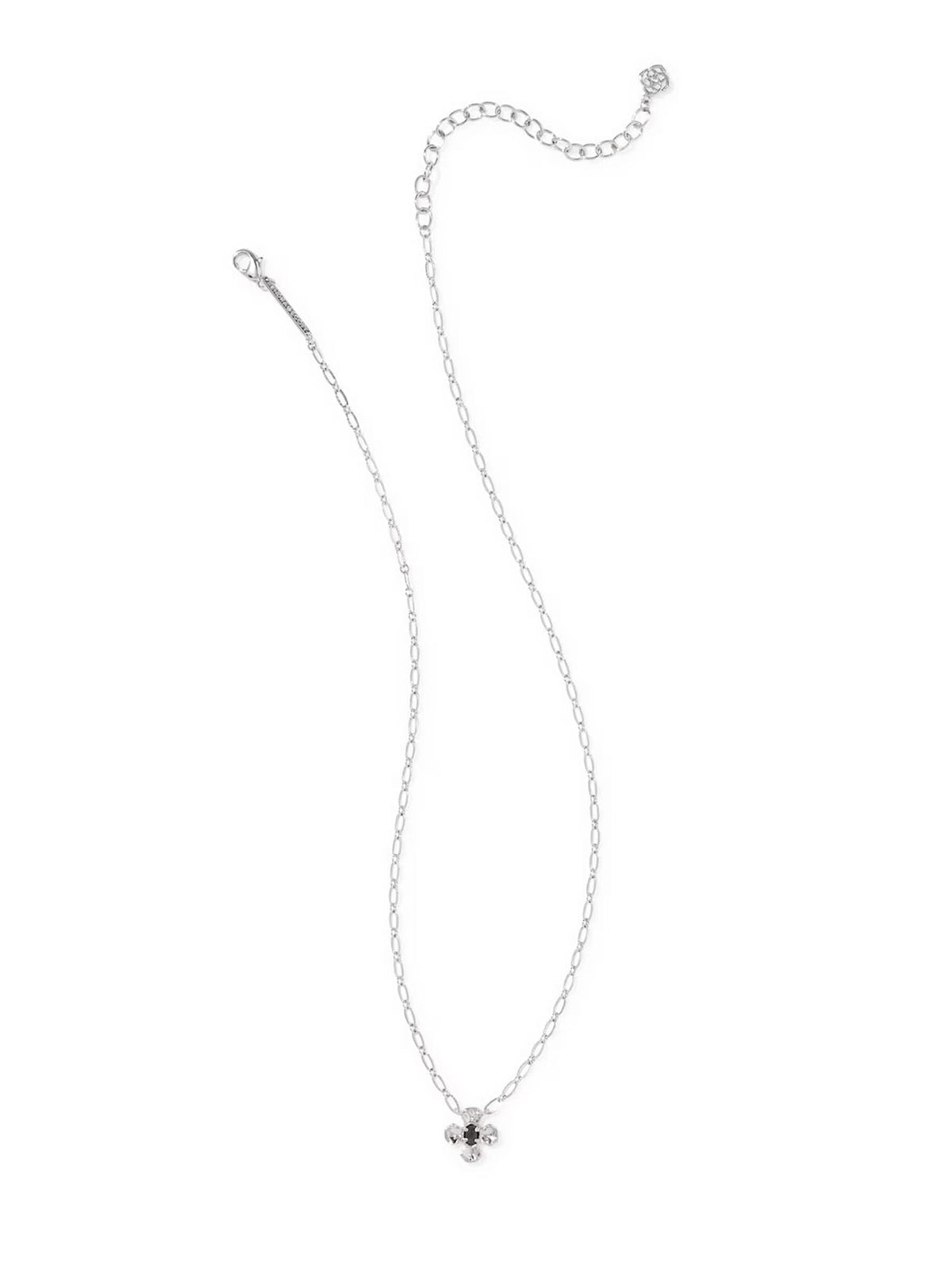 Kendra Scott Leanne Silver Short Pendant Necklace in Black Granite