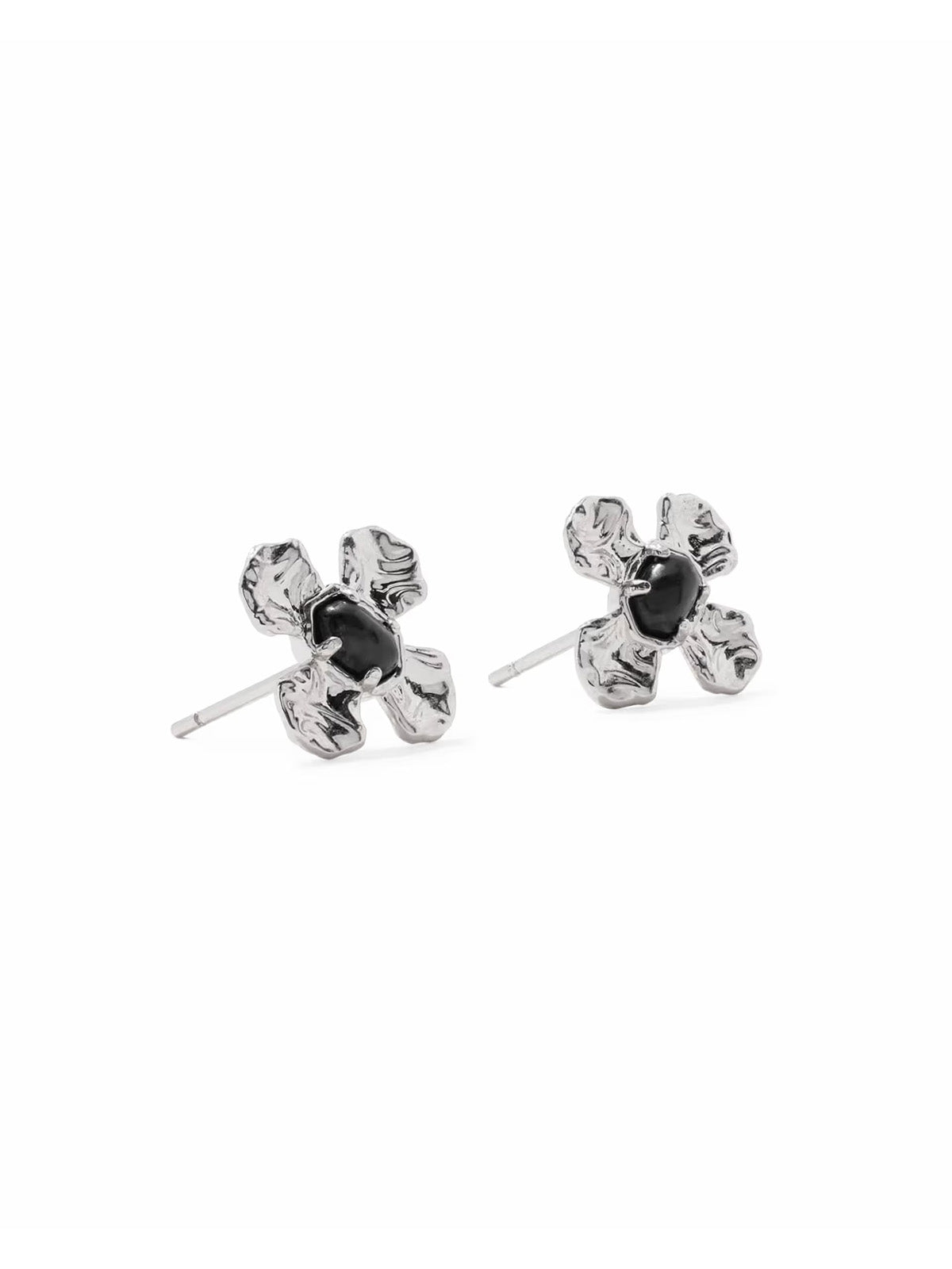 Kendra Scott Leanne Silver Stud Earrings in Black Granite