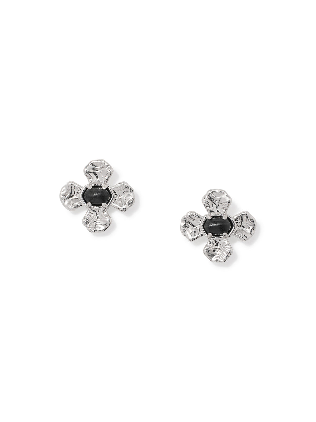 Kendra Scott Leanne Silver Stud Earrings in Black Granite