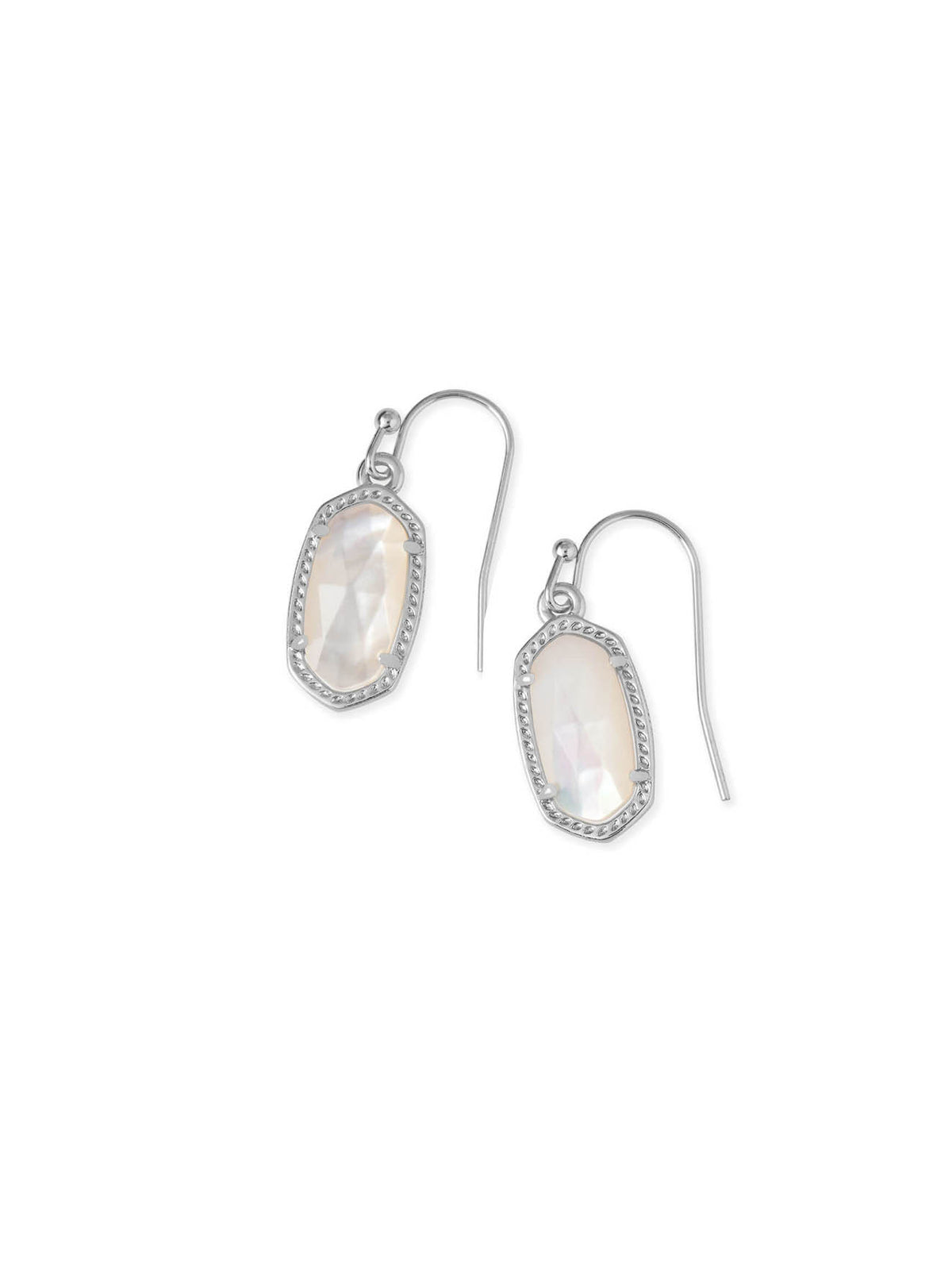 Kendra Scott Lee Silver Drop Earrings in Ivory Mother-of-Pearl