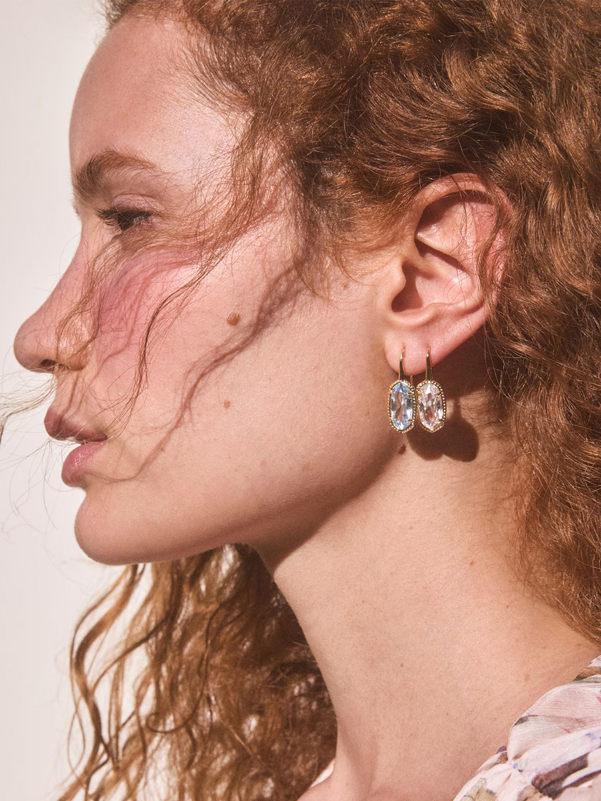 Kendra Scott Lee Luxe Gold Drop Earrings in White CZ