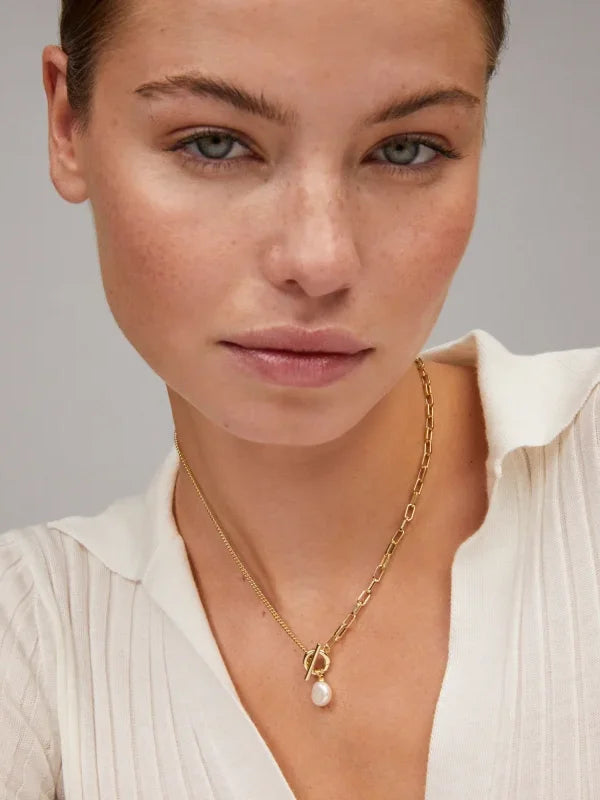 Kendra Scott Leighton Convertible Gold Pearl Chain Necklace in Freshwater Cultured Pearl