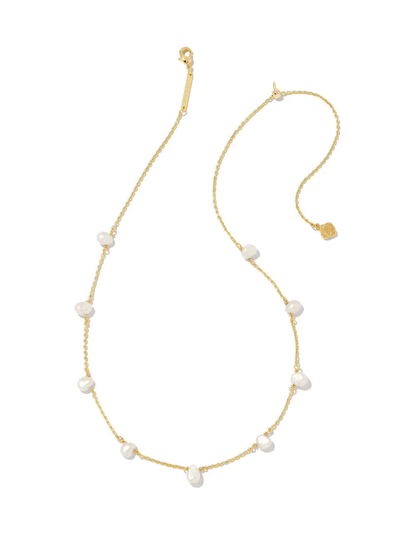 Kendra Scott Leighton Gold Pearl Strand Necklace in Freshwater Cultured Pearl