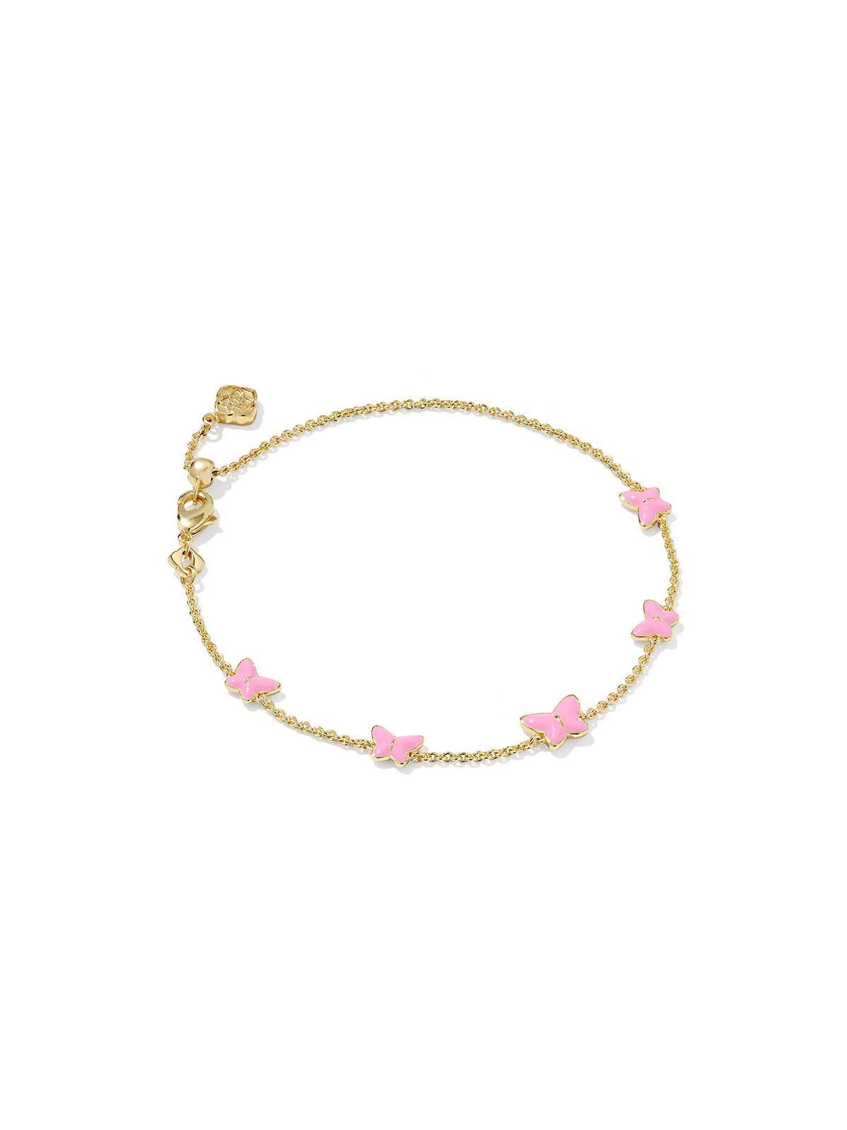 Kendra Scott Lillia Butterfly Gold Pink Enamel Delicate Chain Bracelet