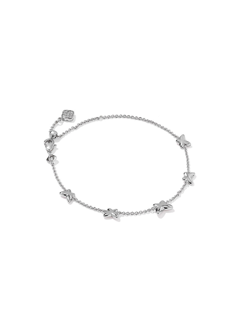 Kendra Scott Lillia Butterfly Silver Pink Enamel Delicate Chain Bracelet