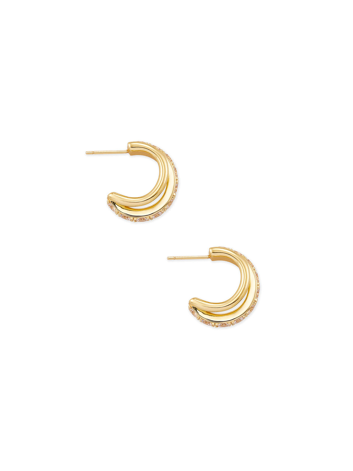 Kendra Scott Livy Gold Huggie Earrings in White Crystal
