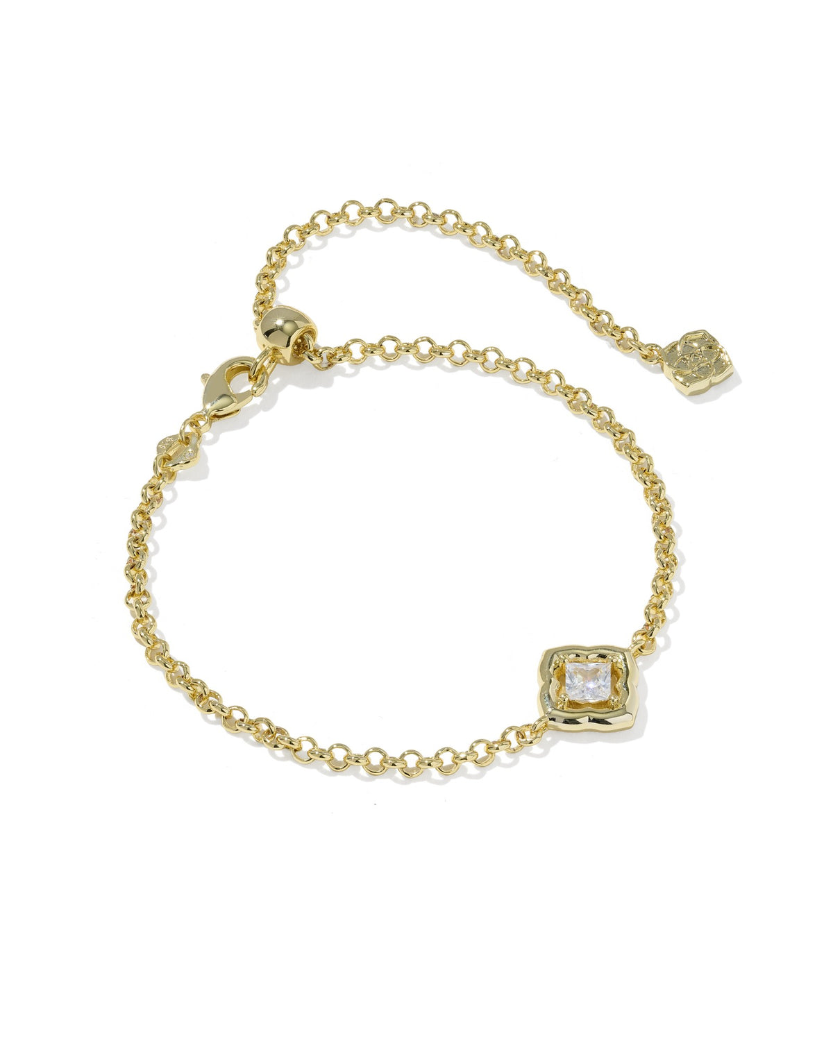 Kendra Scott Mallory Chain Bracelet Crystal Gold White