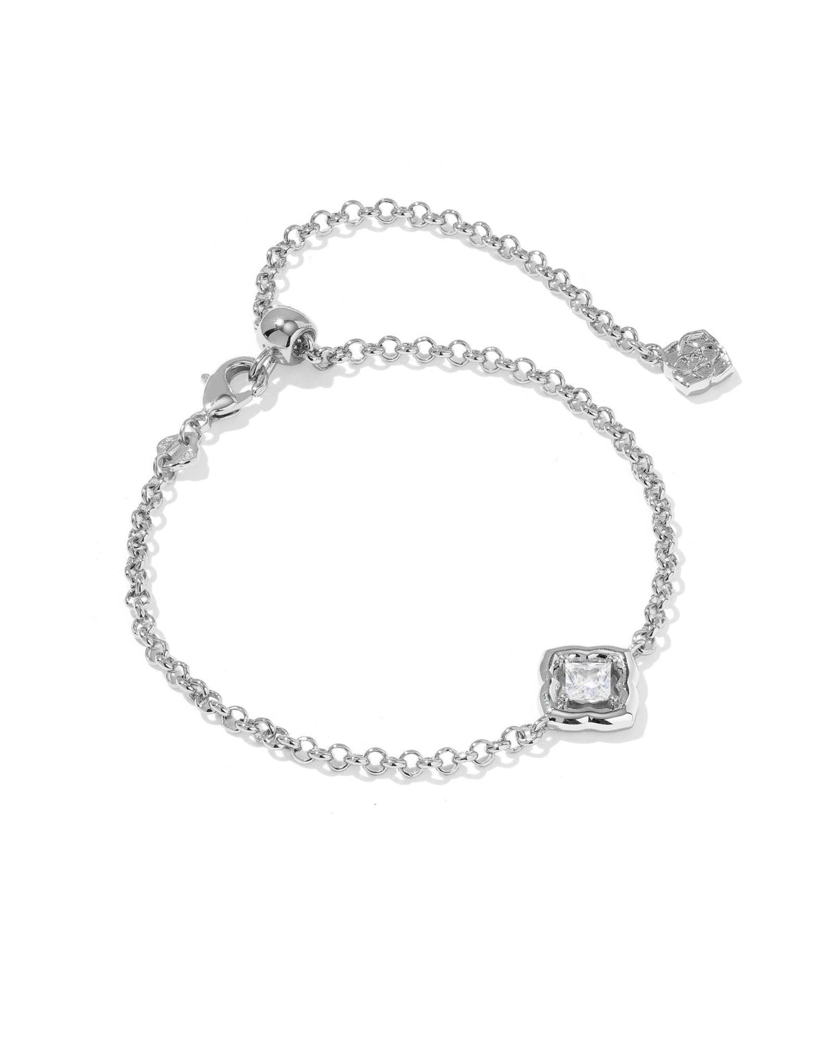 Kendra Scott Mallory Chain Bracelet Crystal Silver White