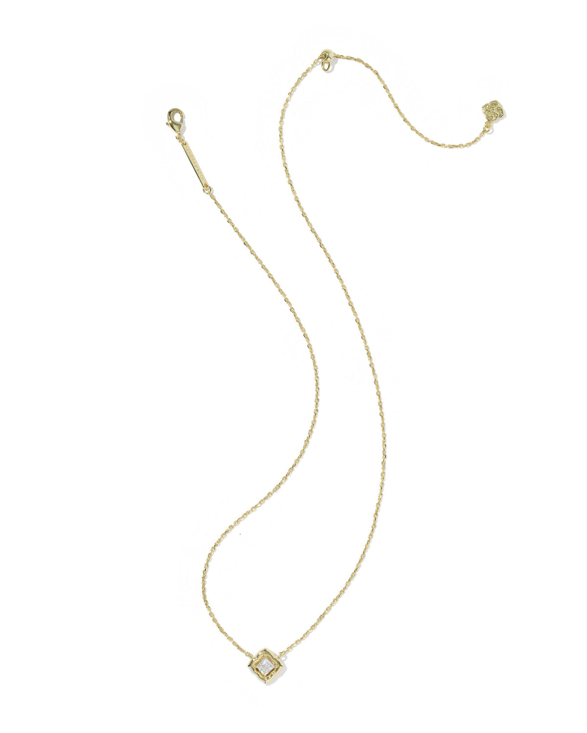 Kendra Scott Mallory Crystal Short Pendant Necklace Gold White